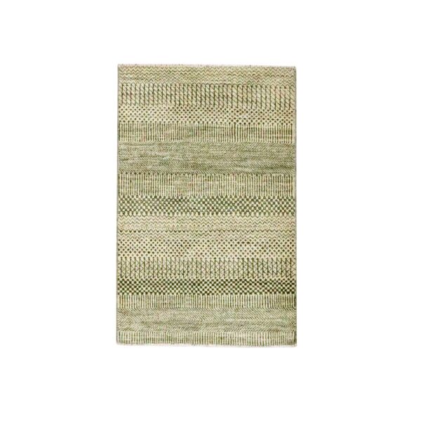 2'x3' Beige, Modern Grass Design, Hand Knotted, Tone on Tone, Lush and Plush, Wool with touch of Silk, Mat, Sample, Oriental Rug HR76453