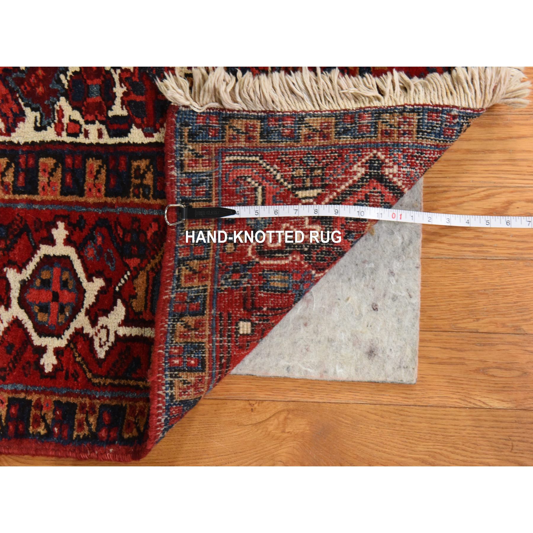 8'3"x11'1" Daisy White, Antique Persian Heriz, Good Condition, Clean, Full Pile, All Over Flower Geometric Design, 100% Wool, Hand Knotted, Oriental Rug HR78433 - Image 9
