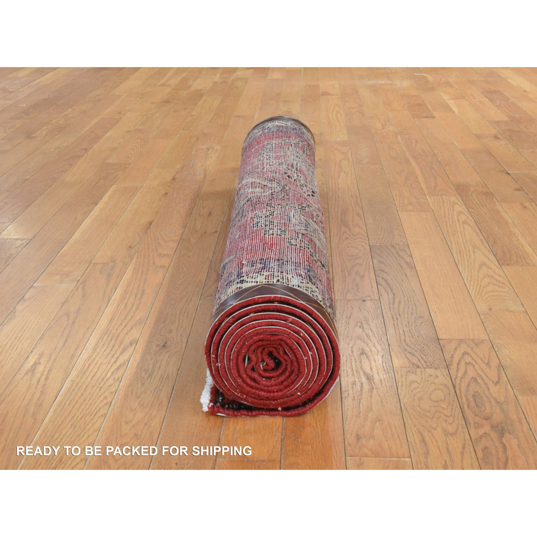 3'4"x9'10" Chili Red, Semi Antique Persian Lilihan, Good Condition, Clean, Full Pile, 100% Wool, Hand Knotted, Wide Runner, Oriental Rug HR78439 - Image 6
