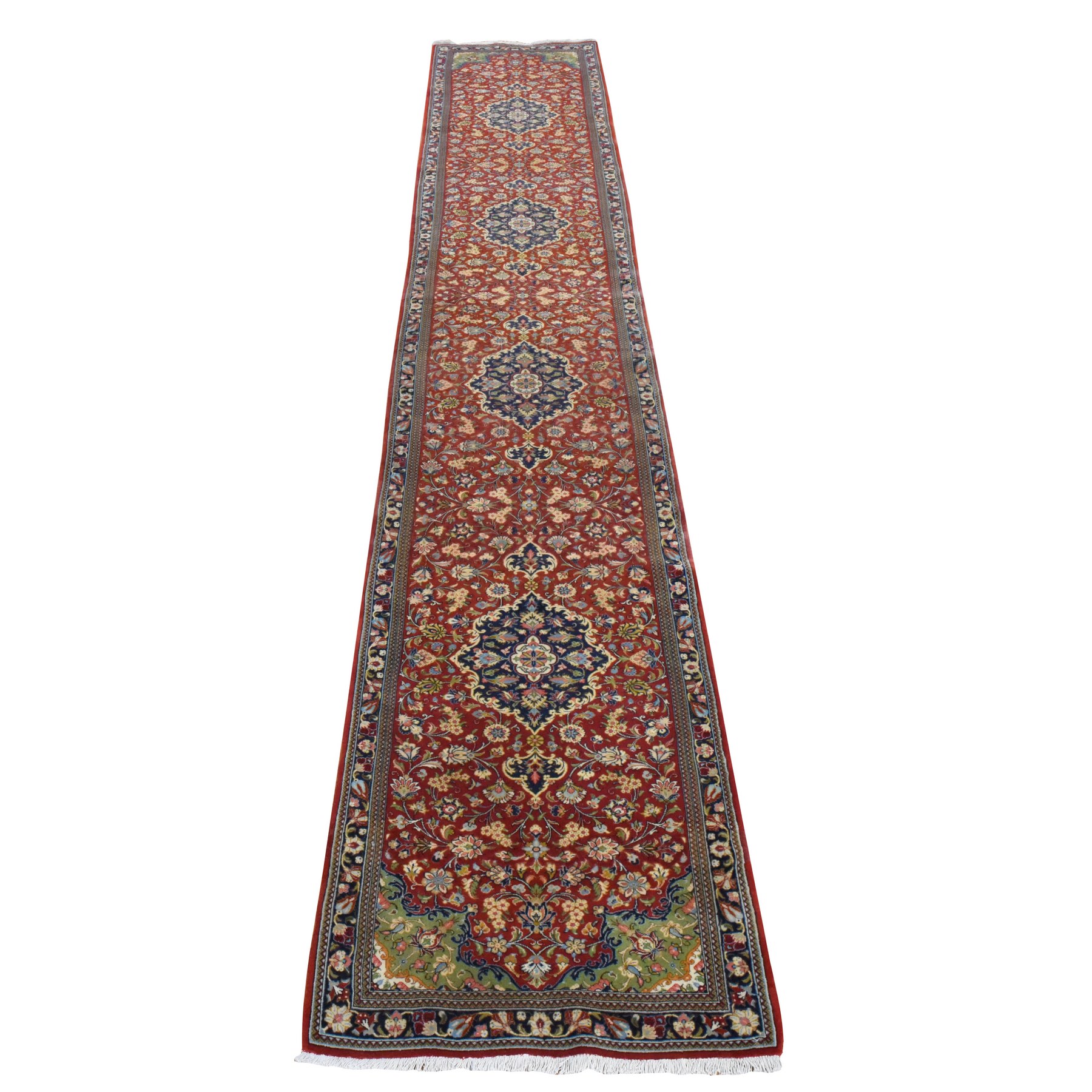 2'8"x16'6" Scarlet Red, New Persian Qum, 250 KPSI, 100% Wool, Dense Weave, Hand Knotted, XL Runner, Oriental Rug HR78440