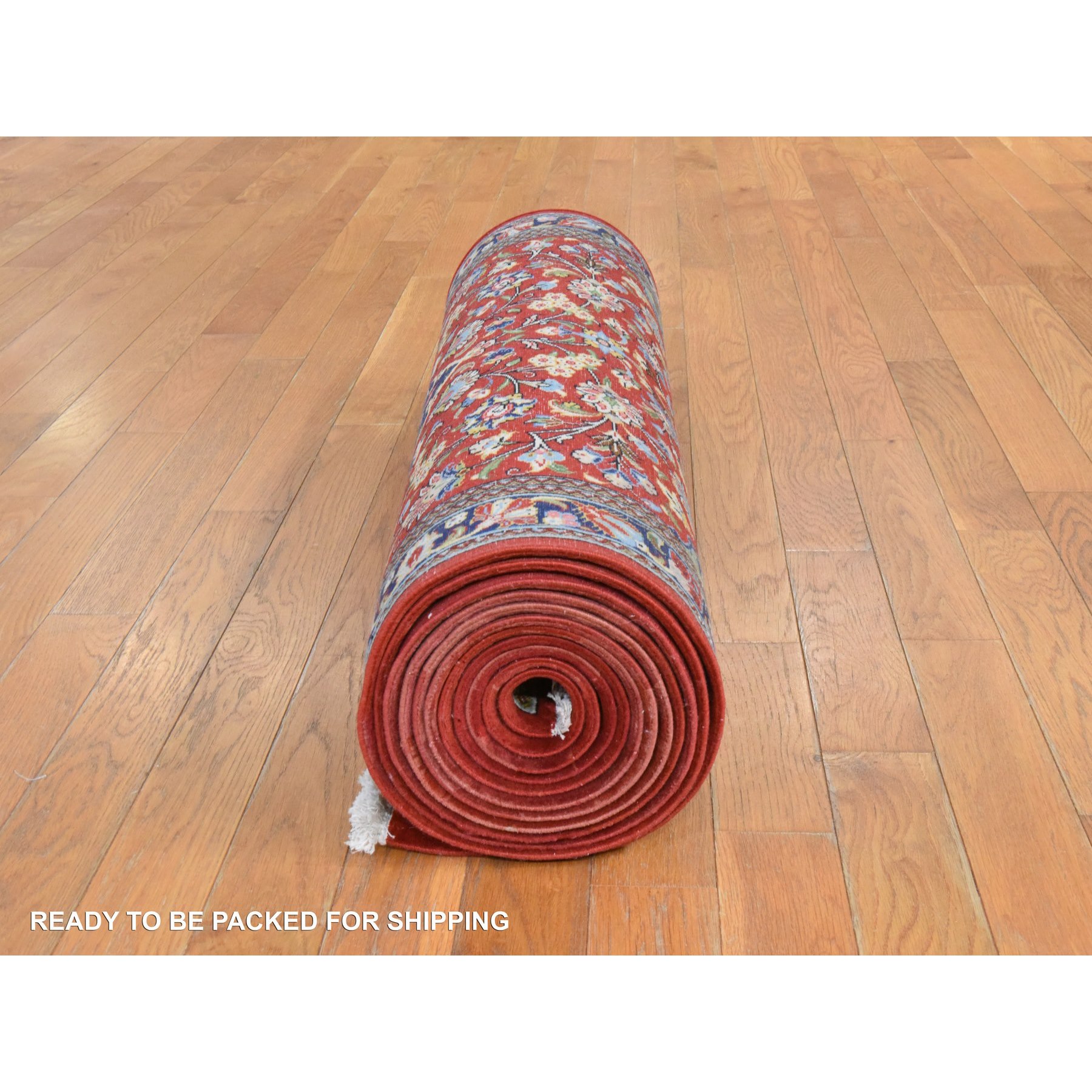 2'8"x16'6" Scarlet Red, New Persian Qum, 250 KPSI, 100% Wool, Dense Weave, Hand Knotted, XL Runner, Oriental Rug HR78440 - Image 5