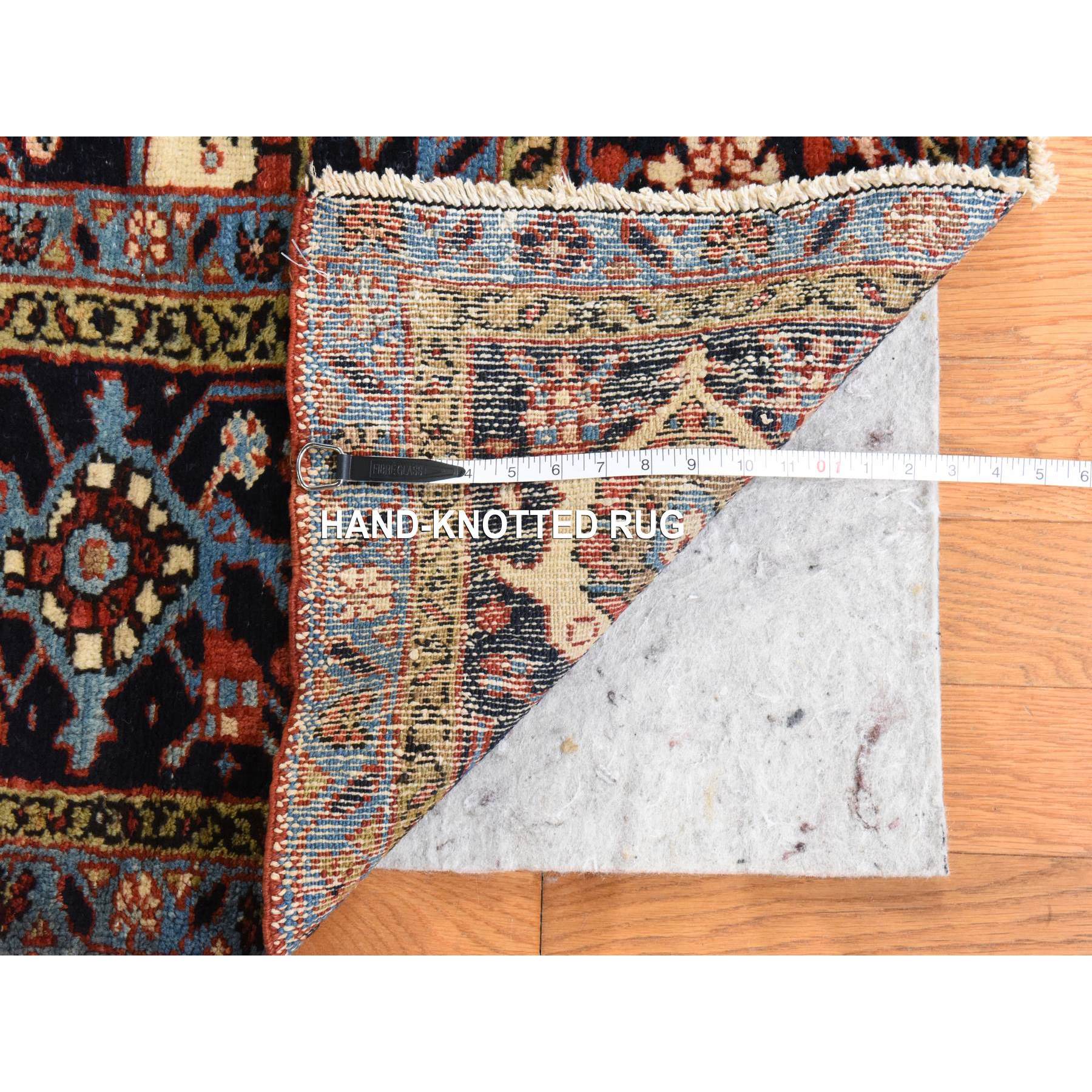 8'10"x12'2" Samba Red, Antique Persian Heriz, Clean, Even Wear, Large Medallion Design, 100% Wool, Hand Knotted, Oriental Rug HR78468 - Image 8