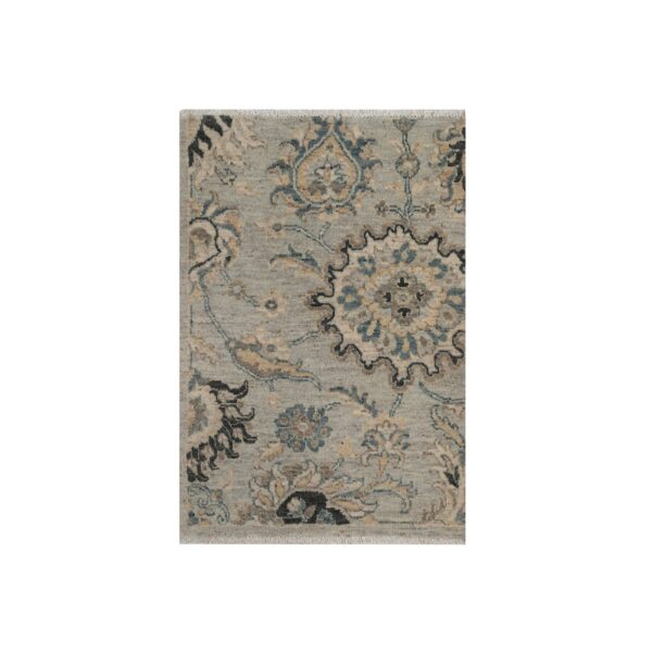 2'1"x3'1" Mink Gray, Broken Pattern with Oushak Design, 100% Wool, Hand Knotted, Borderless, Sample, Mat, Oriental Rug HR91450