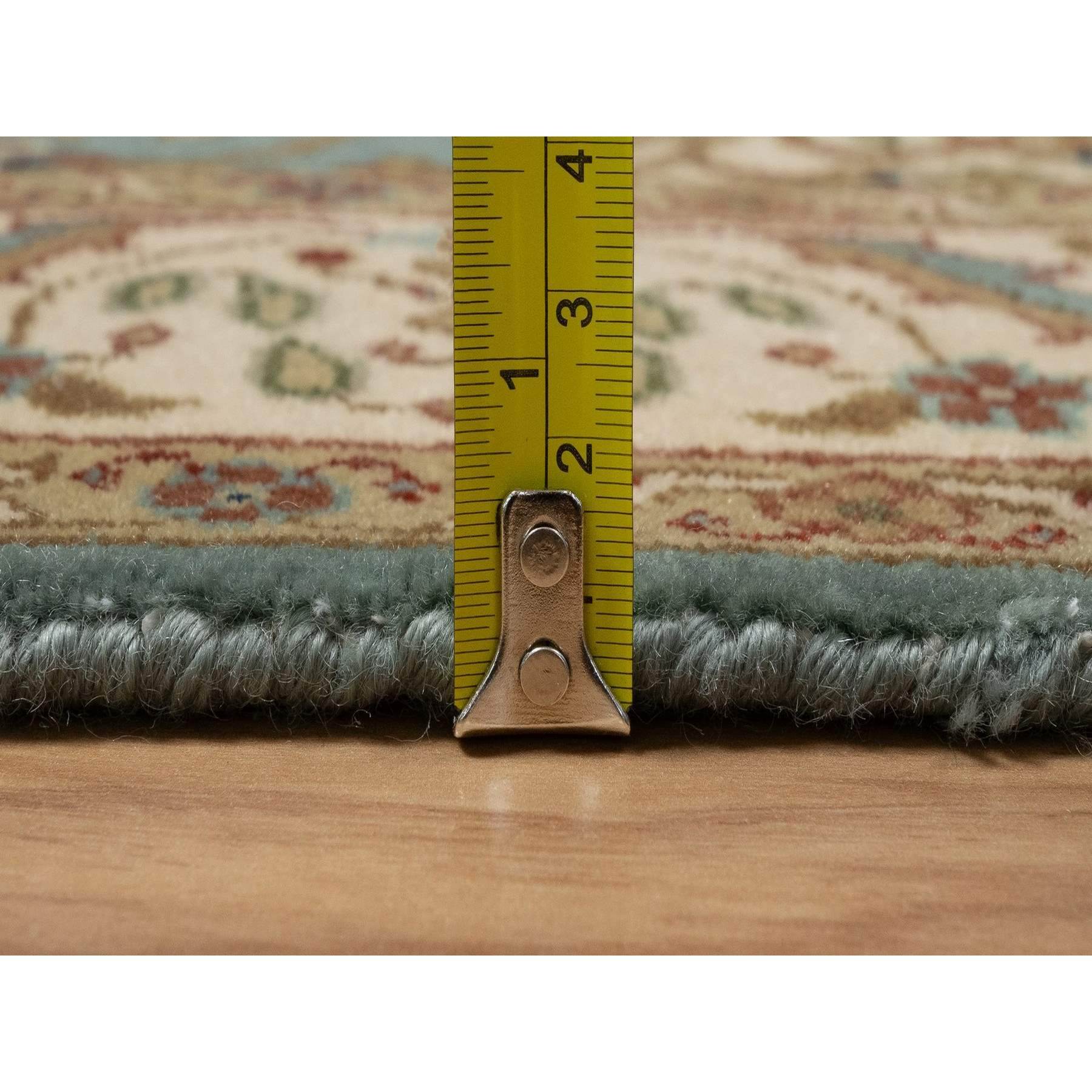 2'9"x19'8" Cerulean Blue, Tabriz Revival, Hand Knotted, Hand Spun New Zealand Wool, 300 KPSI, XL Runner, Oriental Rug HR91477 - Image 7