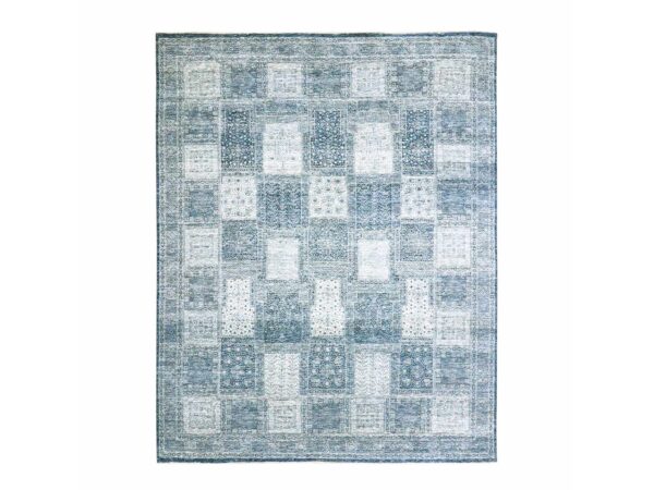 8'x10'1" Aegean Blue, Garden Design, Tone on Tone, Hand Knotted, Pure Wool, Oriental Rug HR76560
