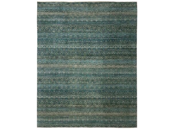 8'1"x10' Teal Green, Hand Knotted, Kohinoor Herat Pattern, Small Geometric Repetitive Diamond Design, Soft Wool, Tone on Tone, Oriental Rug HR76569