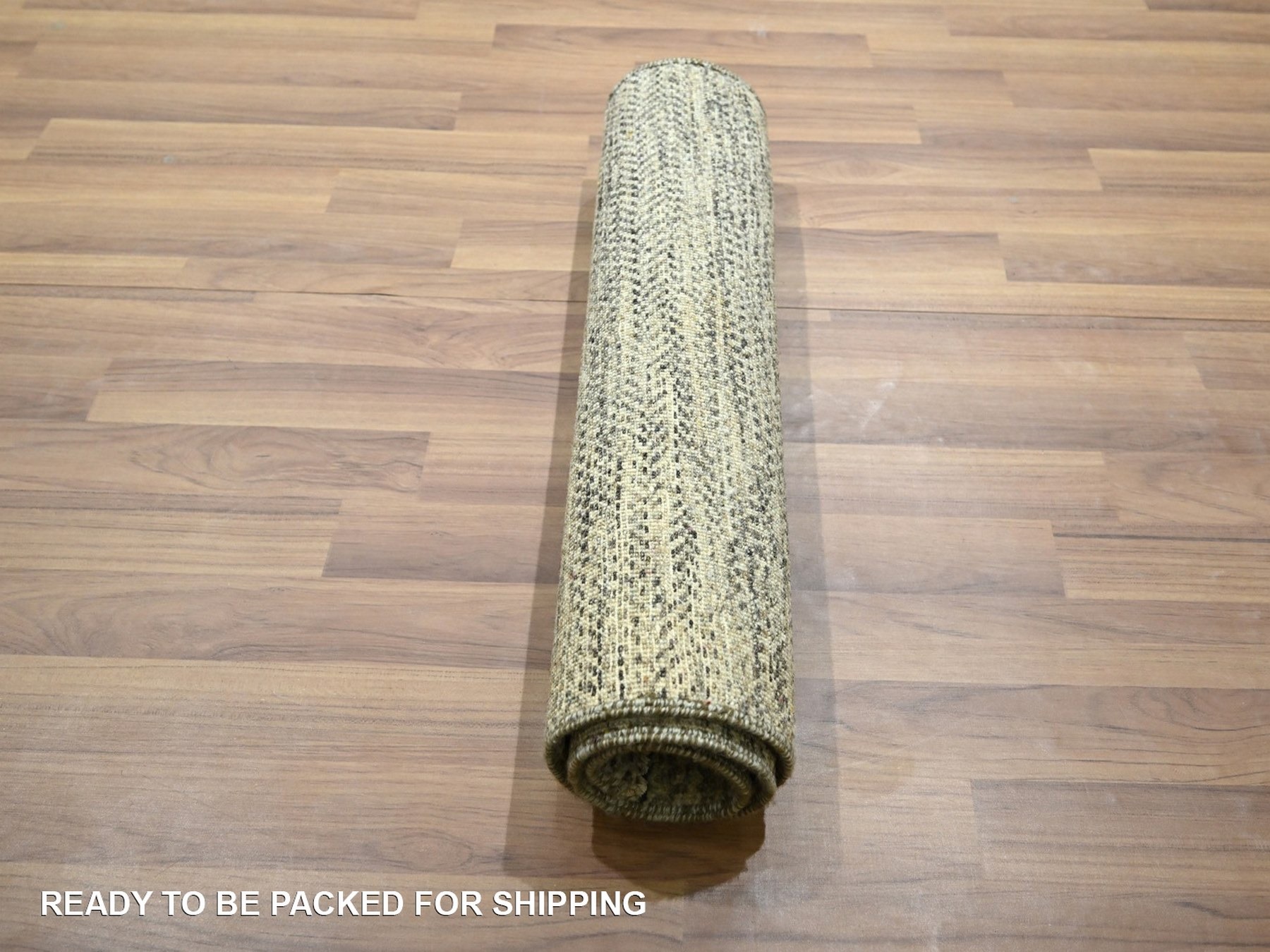 2'x3' Beige, Undyed Natural Wool, Modern Grass Design, Tone on Tone, Hand Knotted, Mat, Sample, Oriental Rug HR76587 - Image 5
