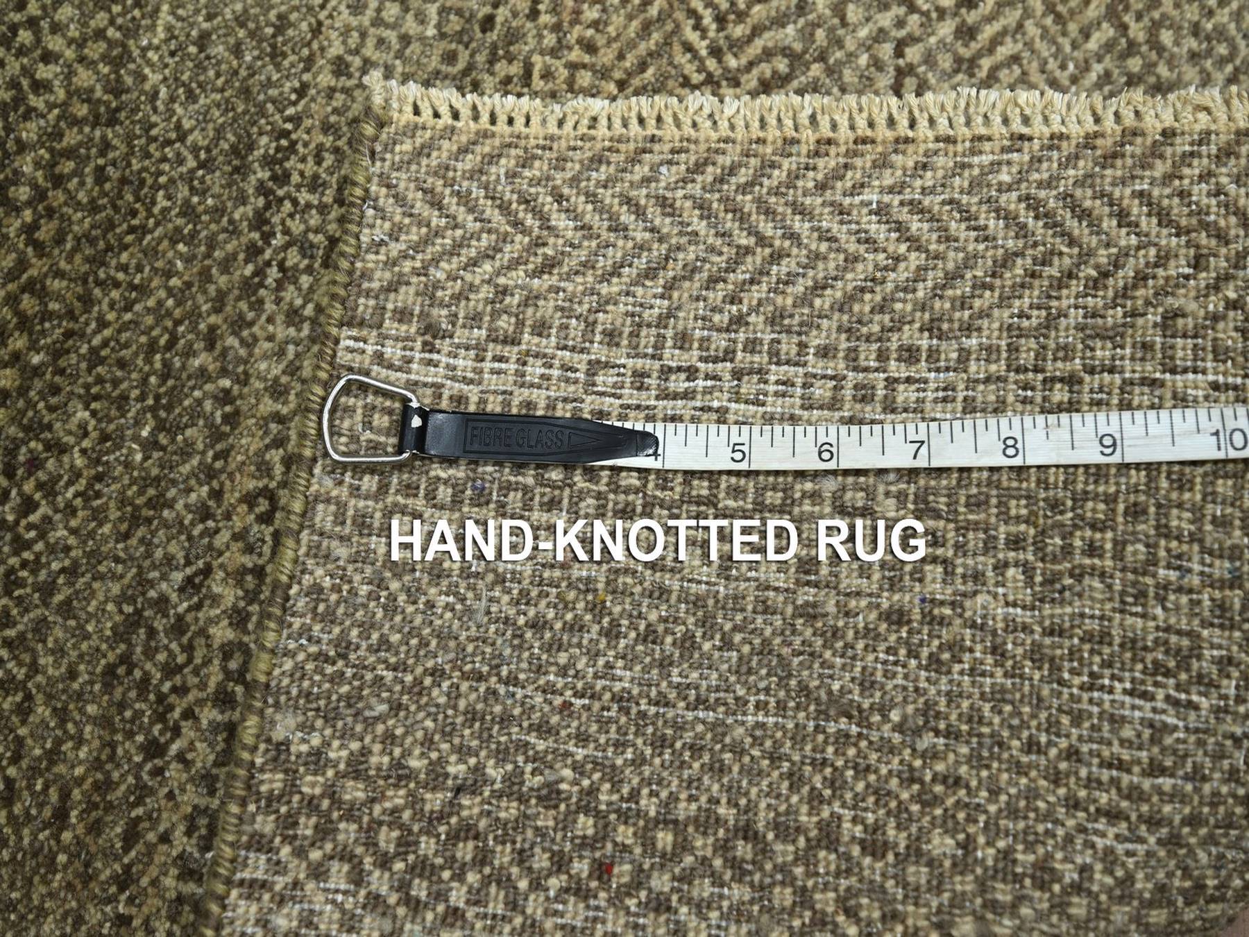 2'x3' Cedar Brown, Modern Grass Design, Hand Knotted, Tone on Tone, Undyed Natural Wool, Mat, Sample, Oriental Rug HR76589 - Image 4