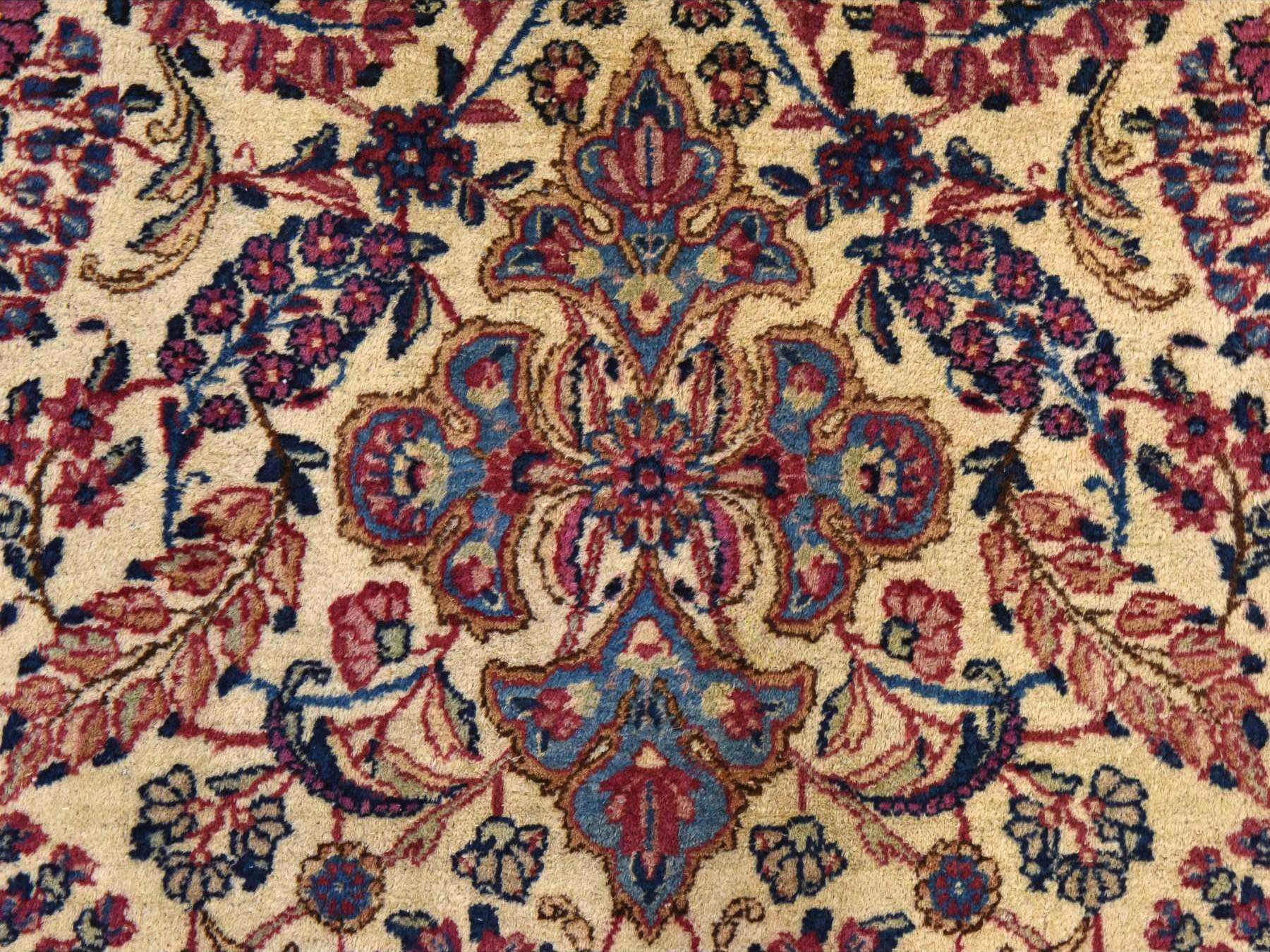 3'x12' Oyster White, Antique Persian Kerman, Hand Knotted, 100% Wool, Clean, Sides and Ends Professionally Secured, Good Condition, Runner, Oriental Rug HR78485 - Image 4