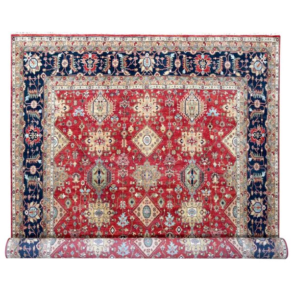 12'x15' Ajax Red, Karajeh Design with Tribal Medallions, Hand Knotted, 100% Wool, XL, Oversized, Oriental Rug HR10299