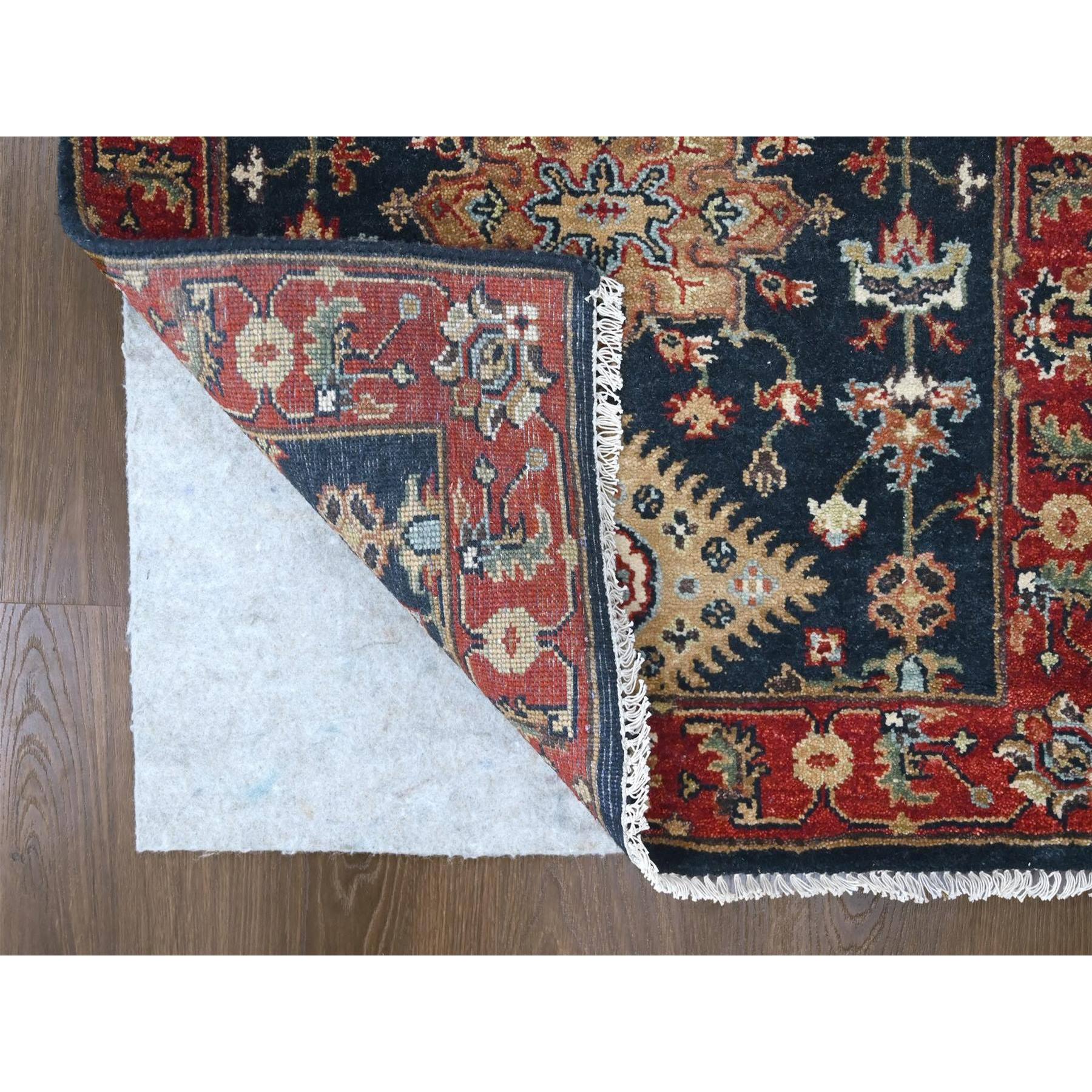 2'7"x6' Yale Blue, Karajeh Design with Geometric Medallions, Hand Knotted, Soft Wool, Runner, Oriental Rug HR10301 - Image 3