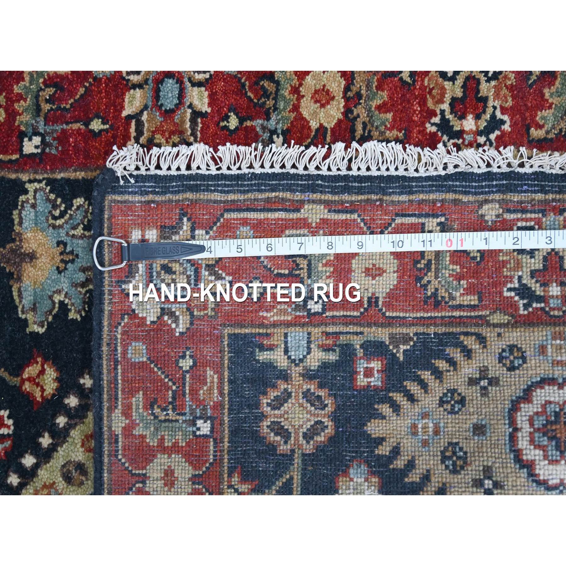 2'7"x6' Yale Blue, Karajeh Design with Geometric Medallions, Hand Knotted, Soft Wool, Runner, Oriental Rug HR10301 - Image 8