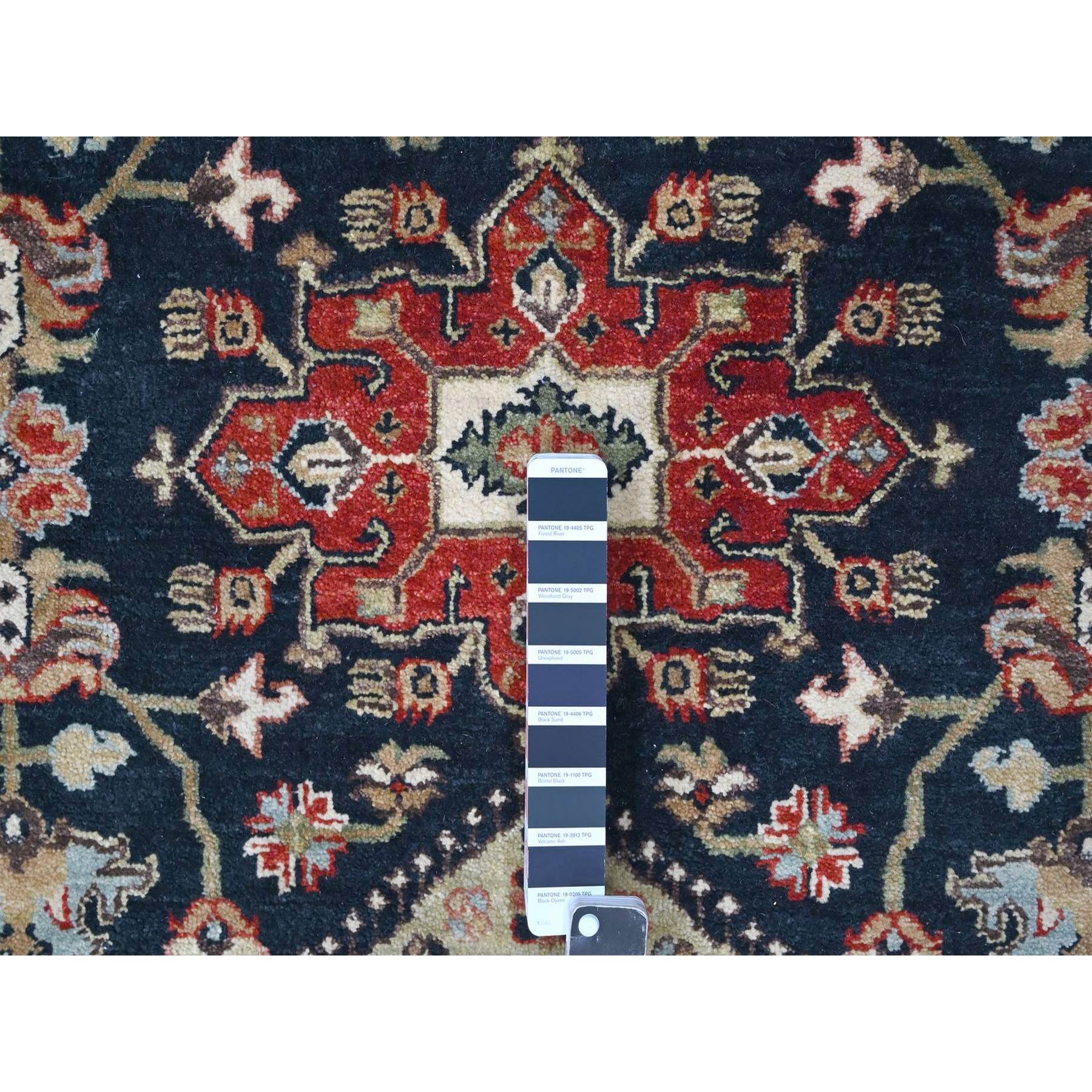 10'1"x13'10" Yale Blue, Karajeh Design with Geometric Medallions, Hand Knotted, Soft Wool, Oriental Rug HR10303 - Image 7