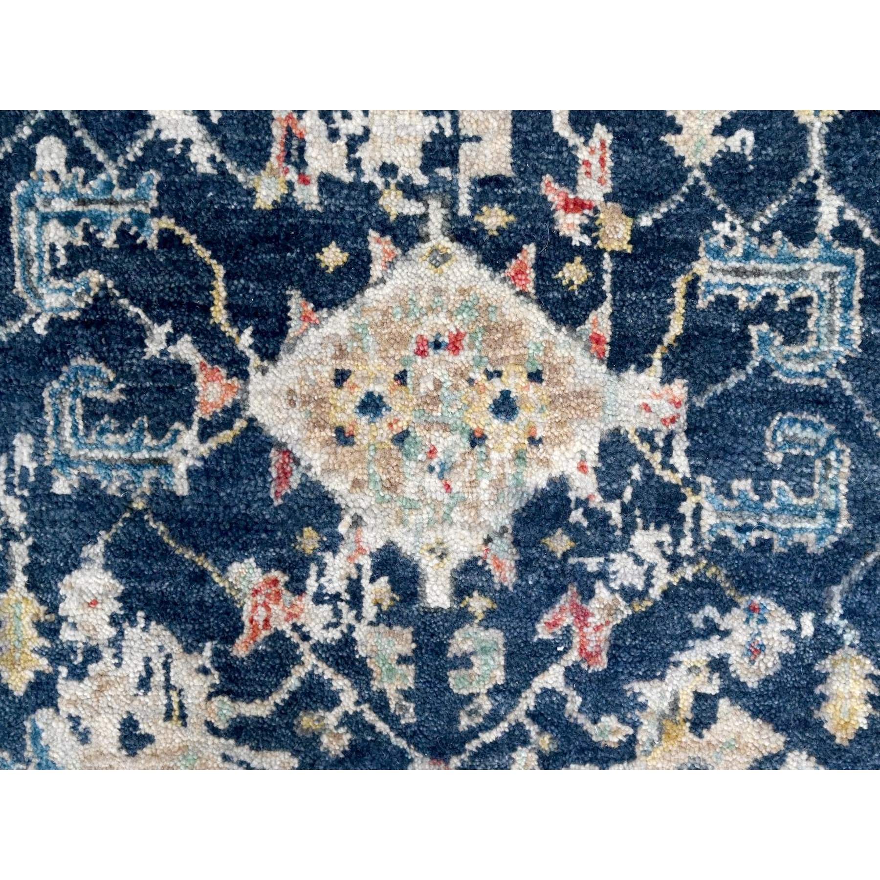 2'7"x8' Yale Blue, Broken and Erased Persian Heriz All Over Design, Soft Color Palette, Hand Knotted, 100% Wool, Denser Weave, Runner, Oriental Rug HR10313 - Image 5