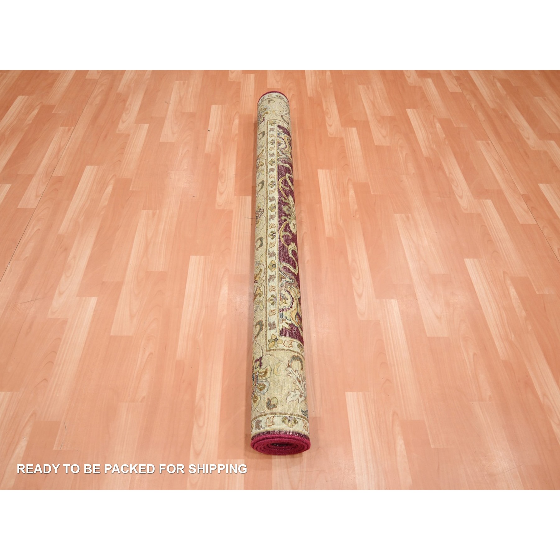 5'1"x6'5" Burgundy Red, Agra with Ziegler Design, Colorful Leaf Pattern, Hand Knotted, Pure Wool, Zero Pile, Oriental Rug HR76364 - Image 5