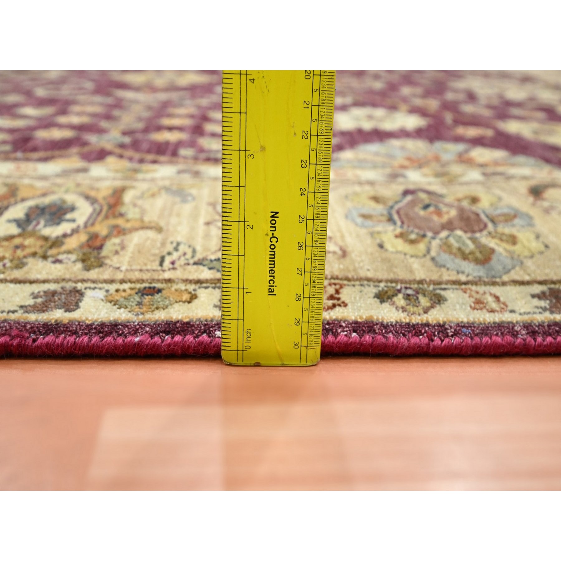 5'1"x6'5" Burgundy Red, Agra with Ziegler Design, Colorful Leaf Pattern, Hand Knotted, Pure Wool, Zero Pile, Oriental Rug HR76364 - Image 6