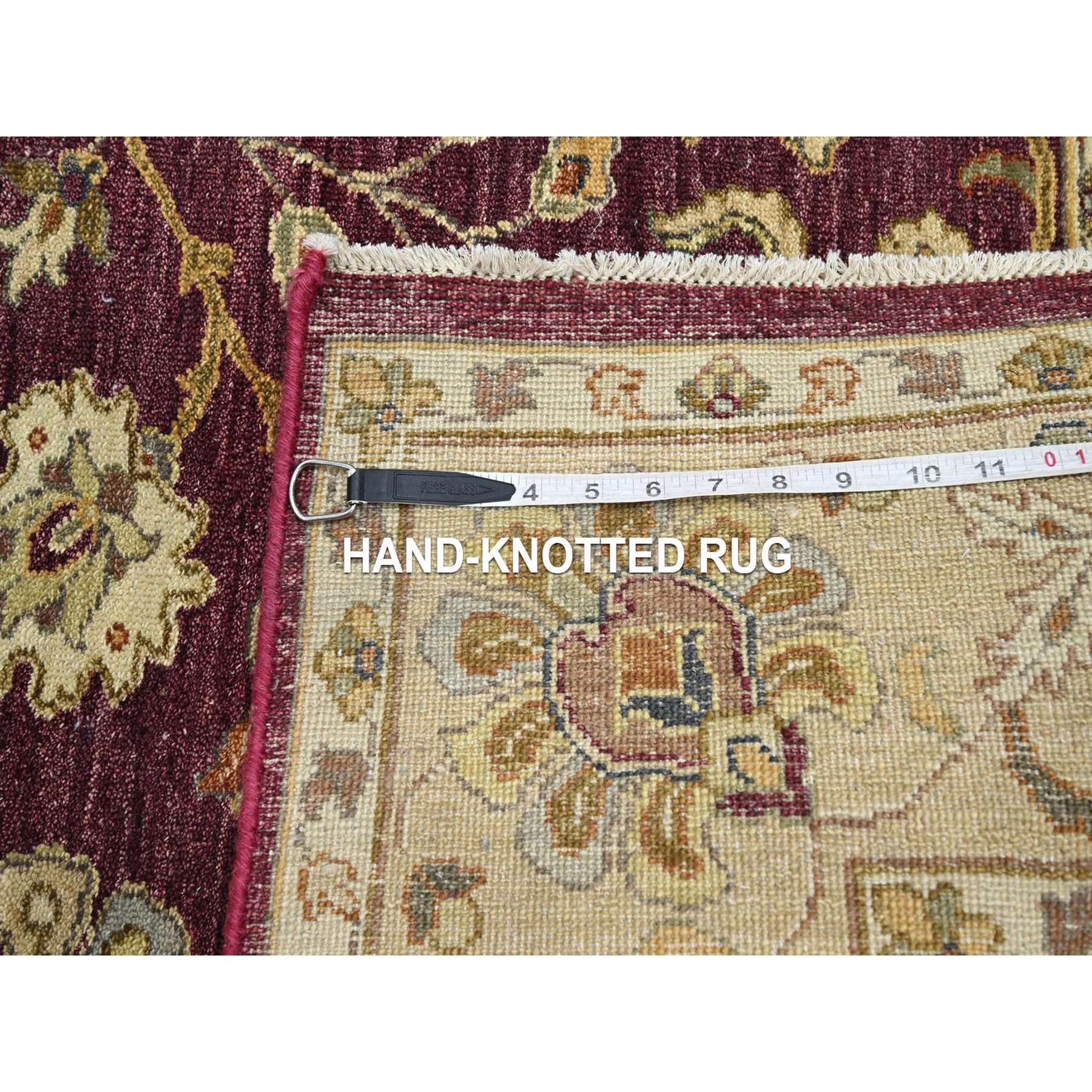 5'1"x6'5" Burgundy Red, Agra with Ziegler Design, Colorful Leaf Pattern, Hand Knotted, Pure Wool, Zero Pile, Oriental Rug HR76364 - Image 7