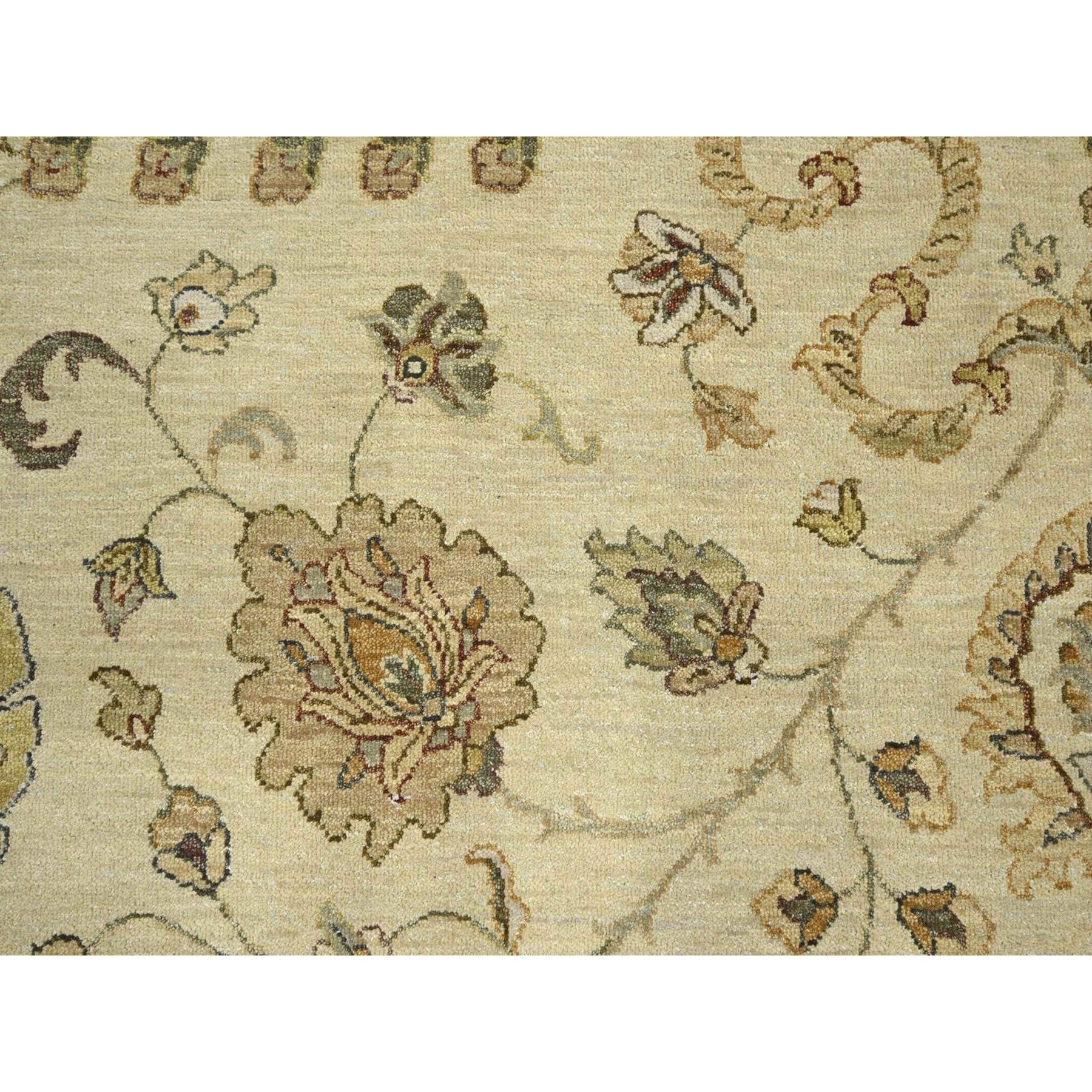 7'3"x9'1" Boulder White, Hand Knotted, Agra with Ziegler Design, All Over Leaf Pattern, Zero Pile, Pure Wool, Oriental Rug HR76370 - Image 8