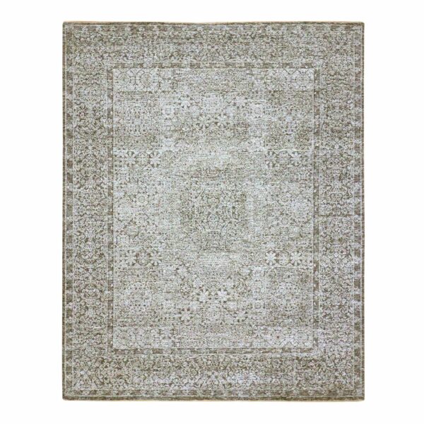 8'1"x10'1" Storm Gray, Mamluk Design, Pre Historic 14th Century Influence, Natural Dyes, Hand Knotted, Pure Wool, Oriental Rug HR76540