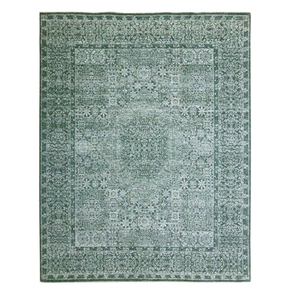 8'x10'2" Pine Green, Mamluk Design, Pre Historic 14th Century Influence, Natural Dyes, Hand Knotted, 100% Wool, Oriental Rug HR76543