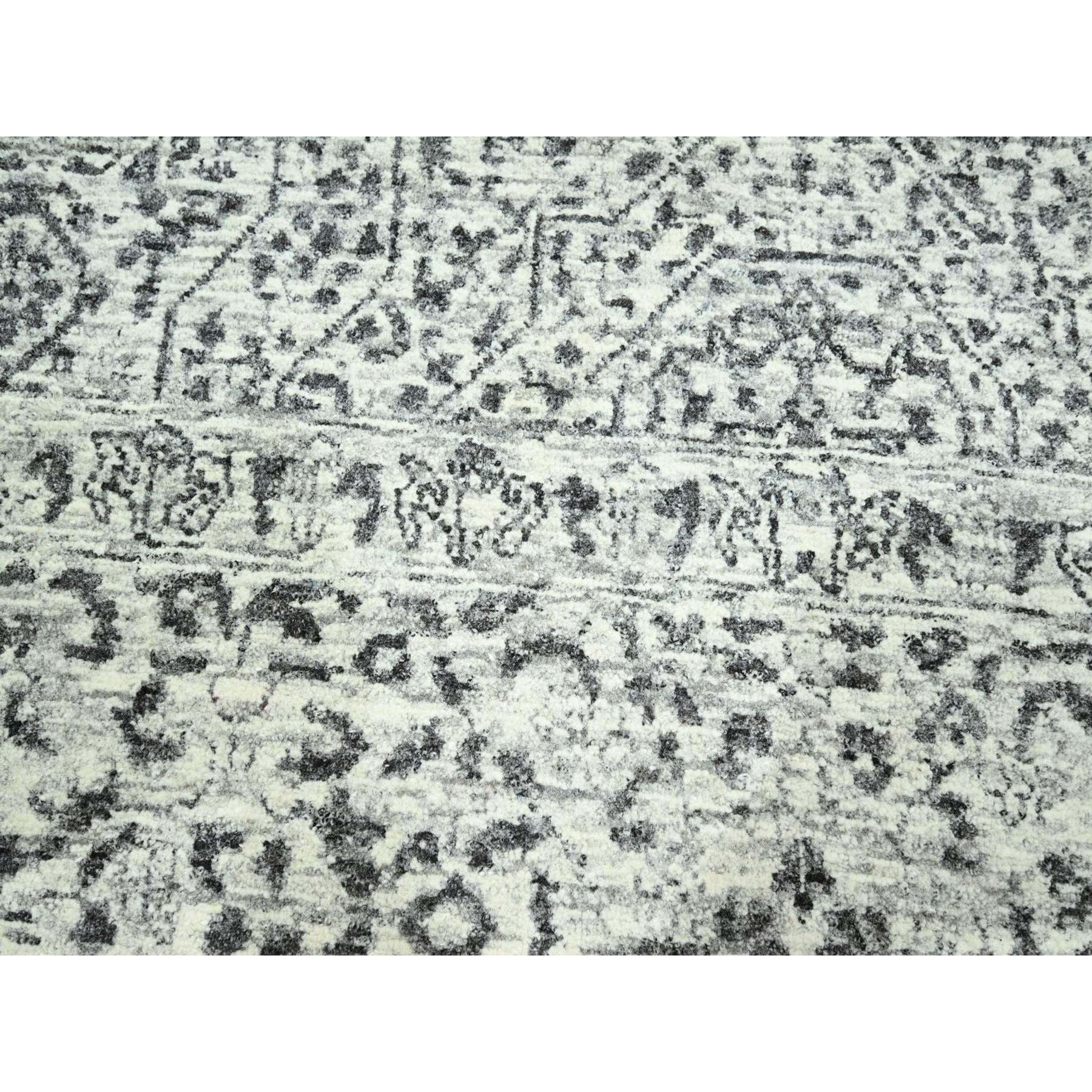 9'1"x12' Alabaster White, Pre Historic 14th Century Influence, Mamluk Design, Natural Dyes, Hand Knotted, Pure Wool, Oriental Rug HR76547 - Image 8
