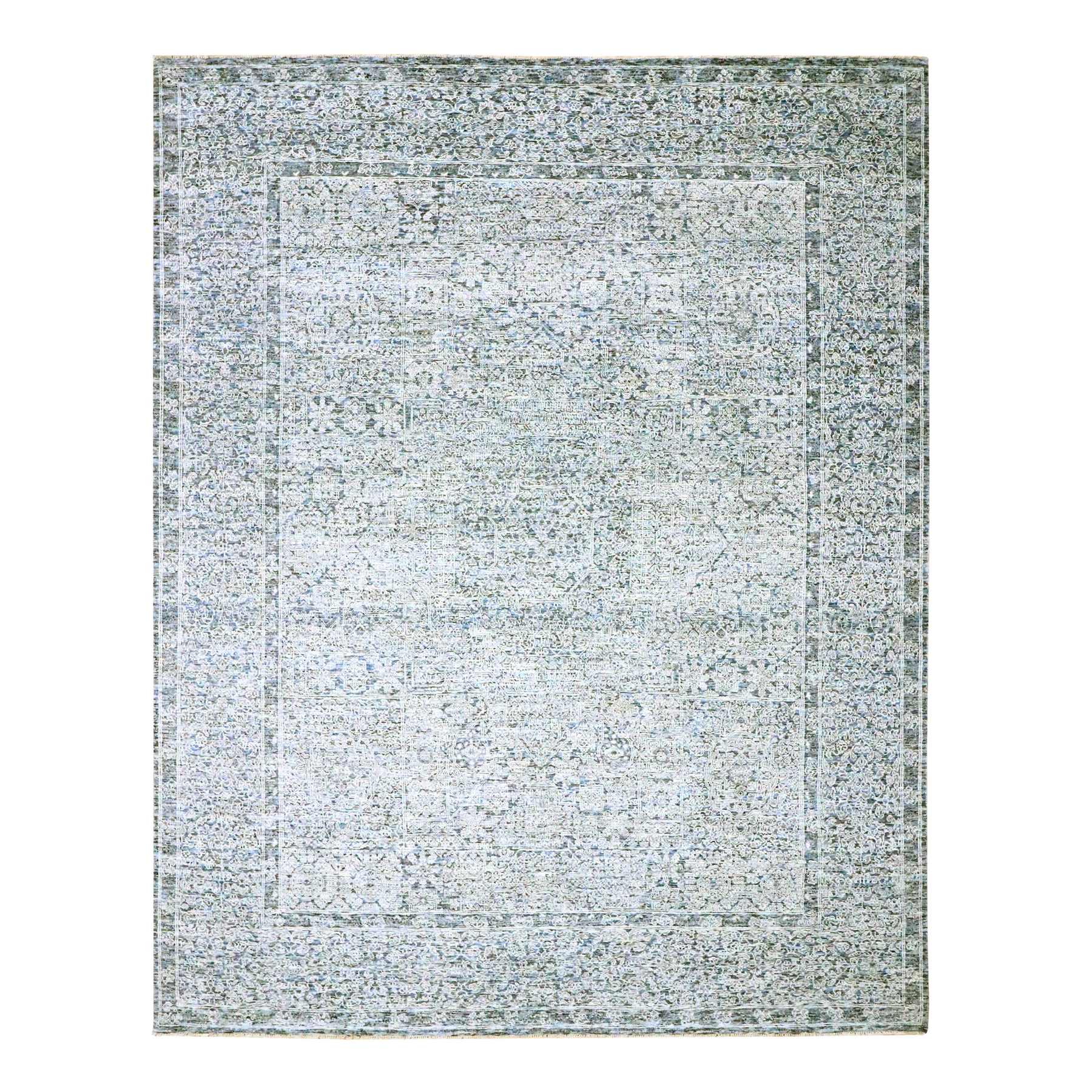 8'x10'2" Slate Gray, Pre Historic 14th Century Influence, Mamluk Design, Natural Dyes, Hand Knotted, 100% Wool, Oriental Rug HR76552