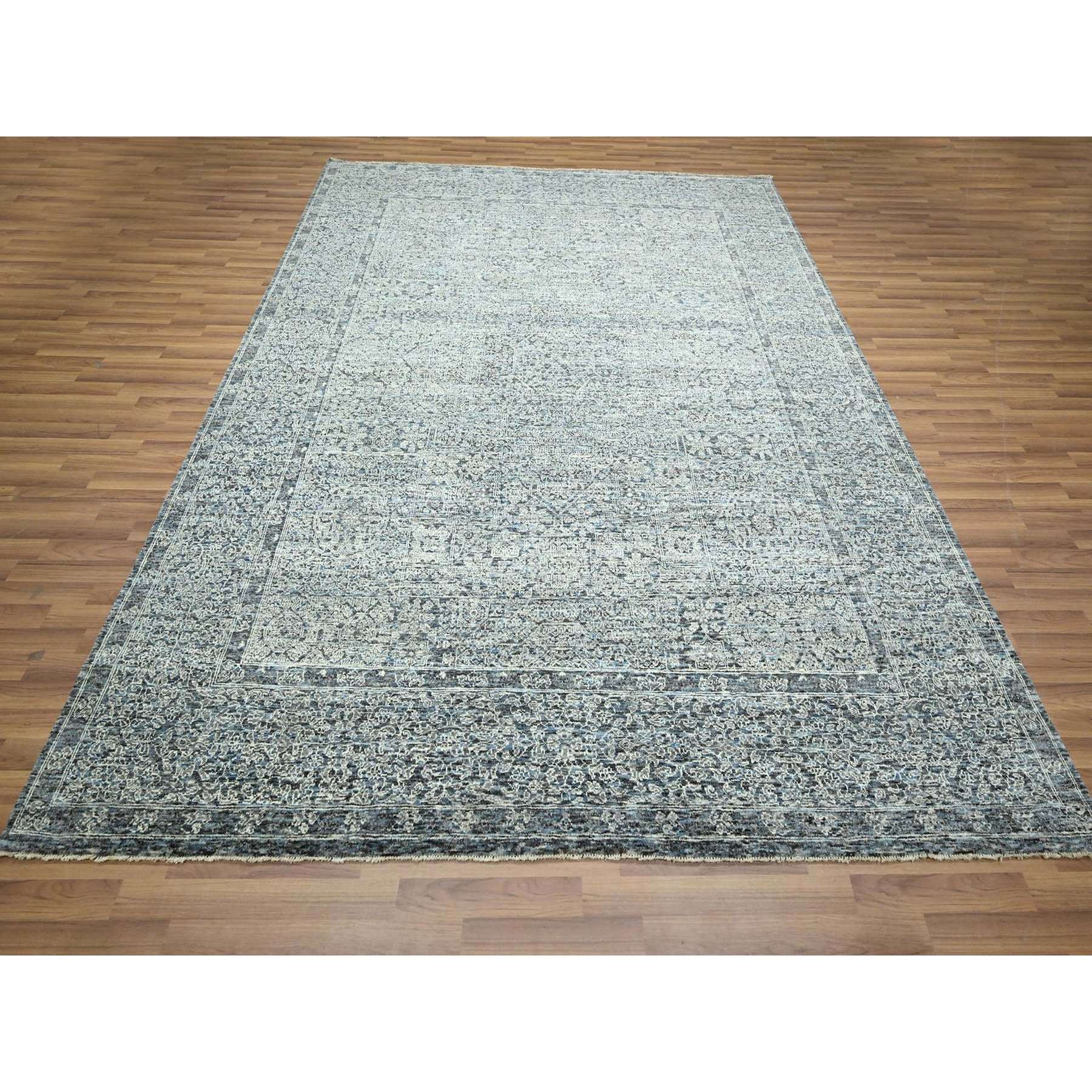 8'x10'2" Slate Gray, Pre Historic 14th Century Influence, Mamluk Design, Natural Dyes, Hand Knotted, 100% Wool, Oriental Rug HR76552 - Image 2