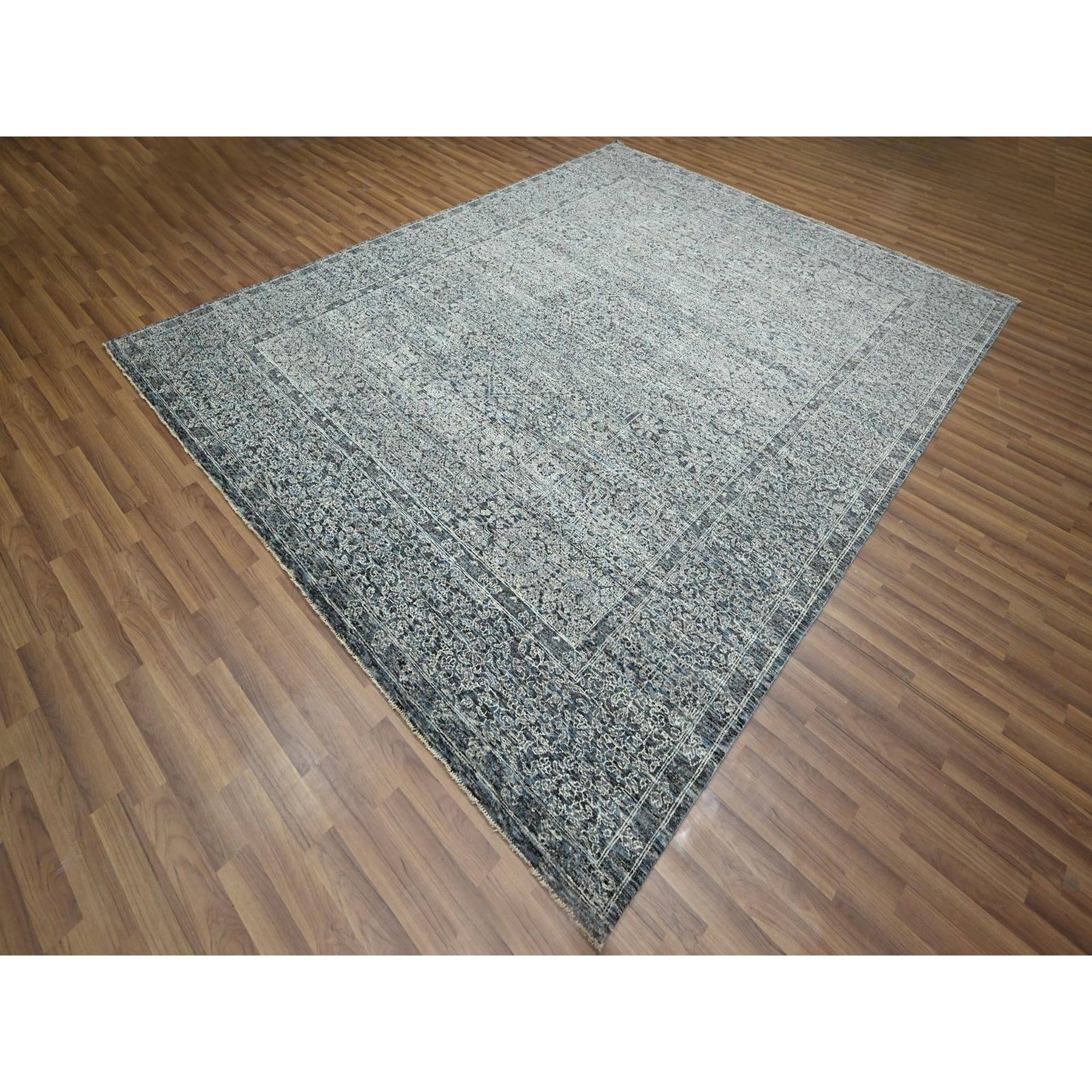 8'x10'2" Slate Gray, Pre Historic 14th Century Influence, Mamluk Design, Natural Dyes, Hand Knotted, 100% Wool, Oriental Rug HR76552 - Image 3
