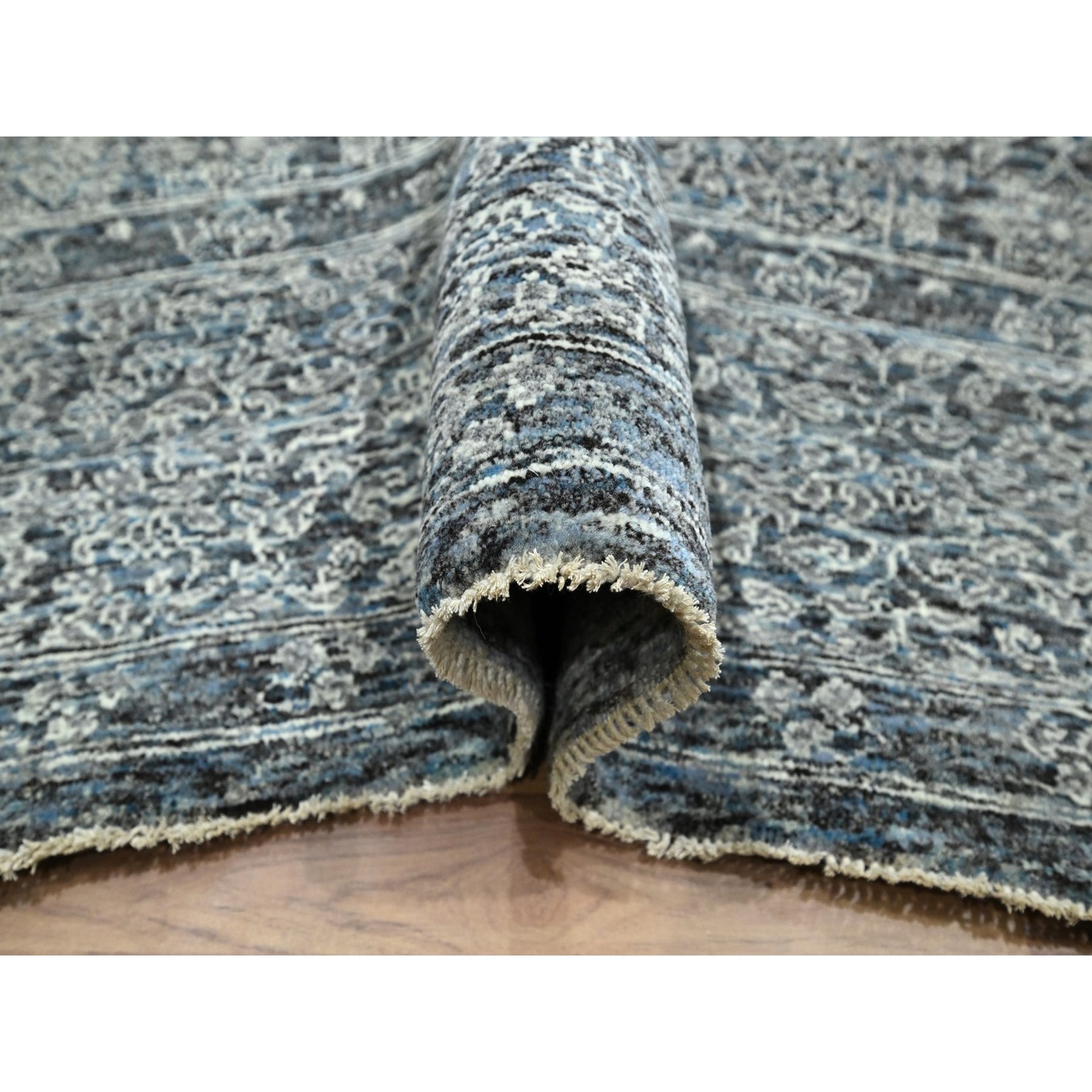 8'x10'2" Slate Gray, Pre Historic 14th Century Influence, Mamluk Design, Natural Dyes, Hand Knotted, 100% Wool, Oriental Rug HR76552 - Image 5