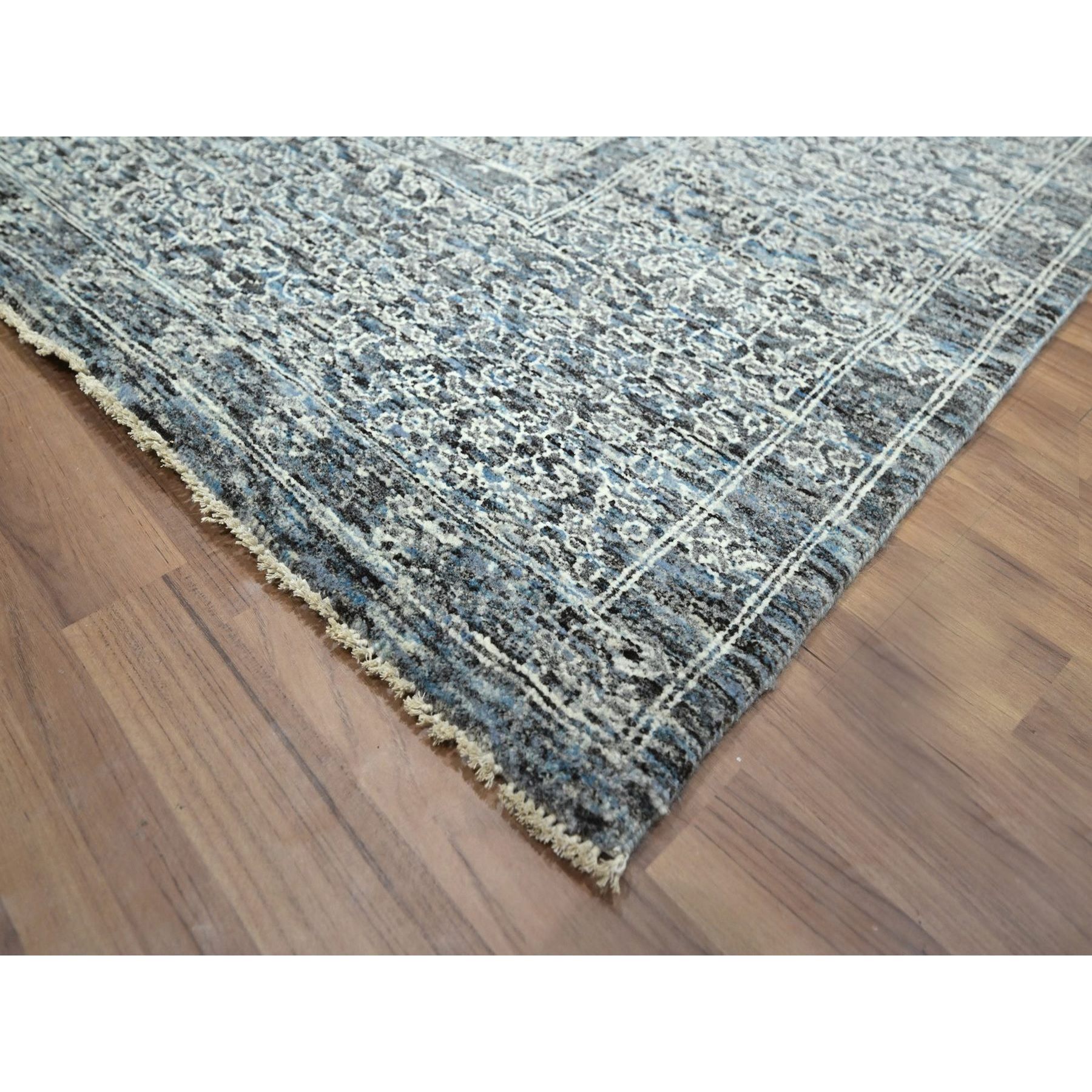 8'x10'2" Slate Gray, Pre Historic 14th Century Influence, Mamluk Design, Natural Dyes, Hand Knotted, 100% Wool, Oriental Rug HR76552 - Image 6