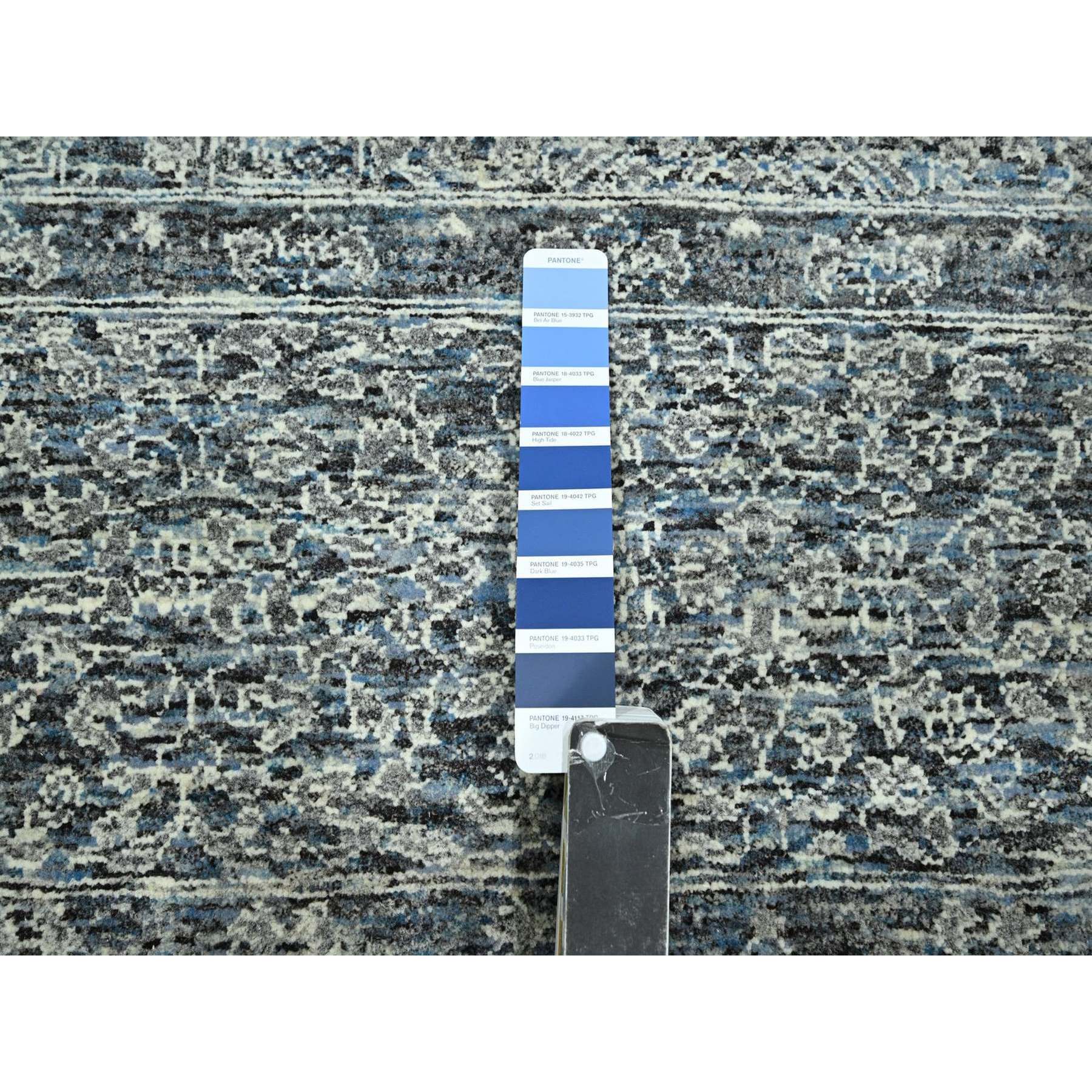 8'x10'2" Slate Gray, Pre Historic 14th Century Influence, Mamluk Design, Natural Dyes, Hand Knotted, 100% Wool, Oriental Rug HR76552 - Image 7