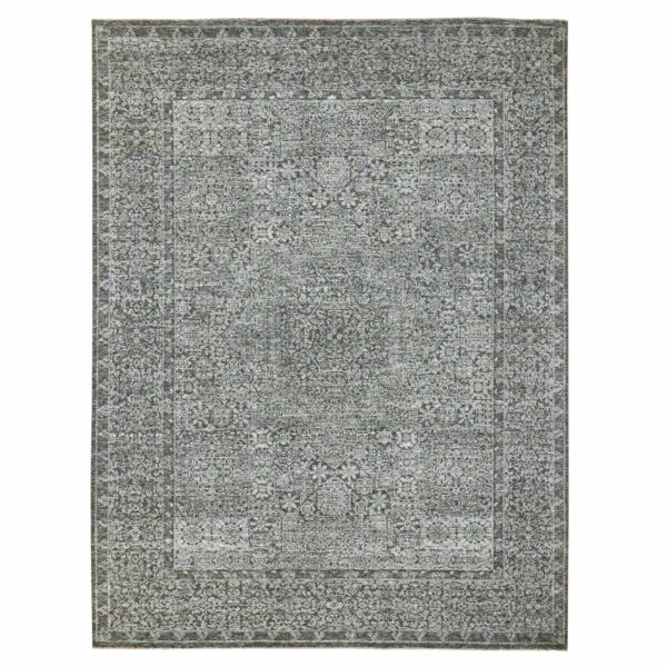9'x12' Dove Gray, Pre Historic 14th Century Influence, Mamluk Design, Natural Dyes, Hand Knotted, 100% Wool, Oriental Rug HR76553