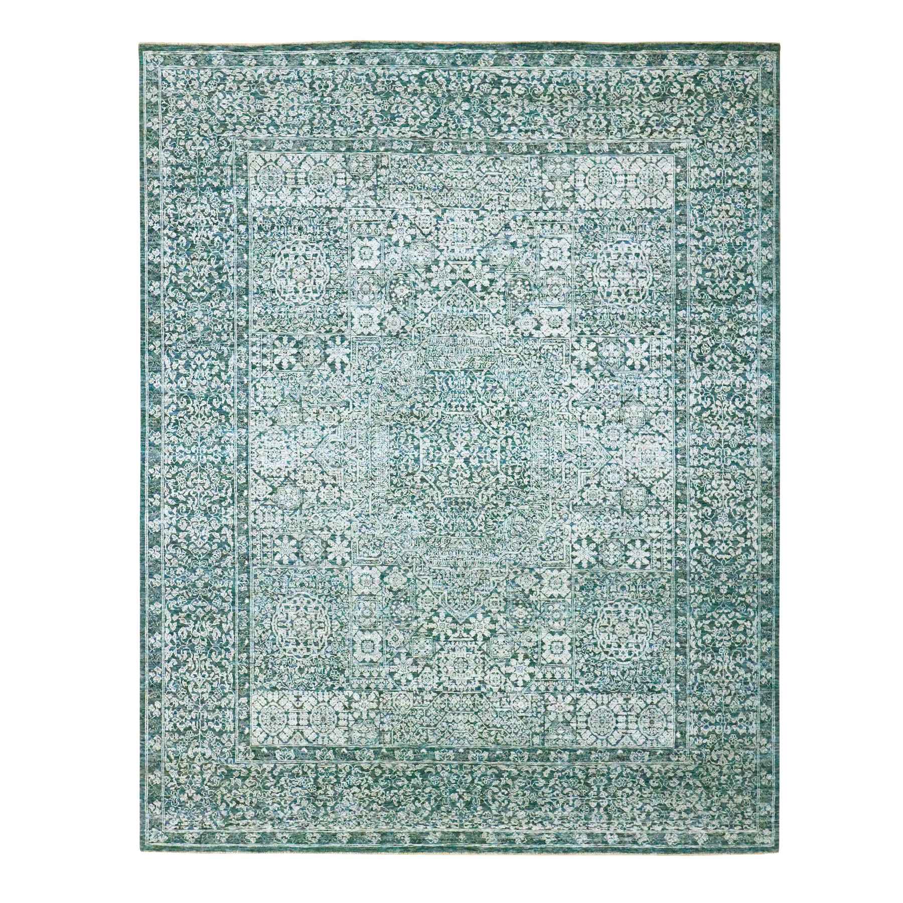 8'x10'1" Turkish Blue, Pre Historic 14th Century Influence, Mamluk Design, Natural Dyes, Hand Knotted, Pure Wool, Oriental Rug HR76559