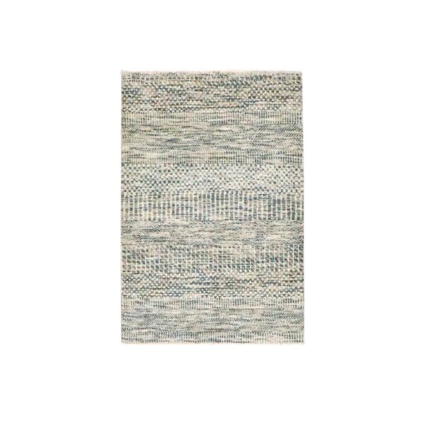 2'x3' Beige-Brown, Modern Grass Design, Hand Knotted, Wool with touch of Silk, Tone on Tone, Lush and Plush, Sample, Mat, Oriental Rug HR76657