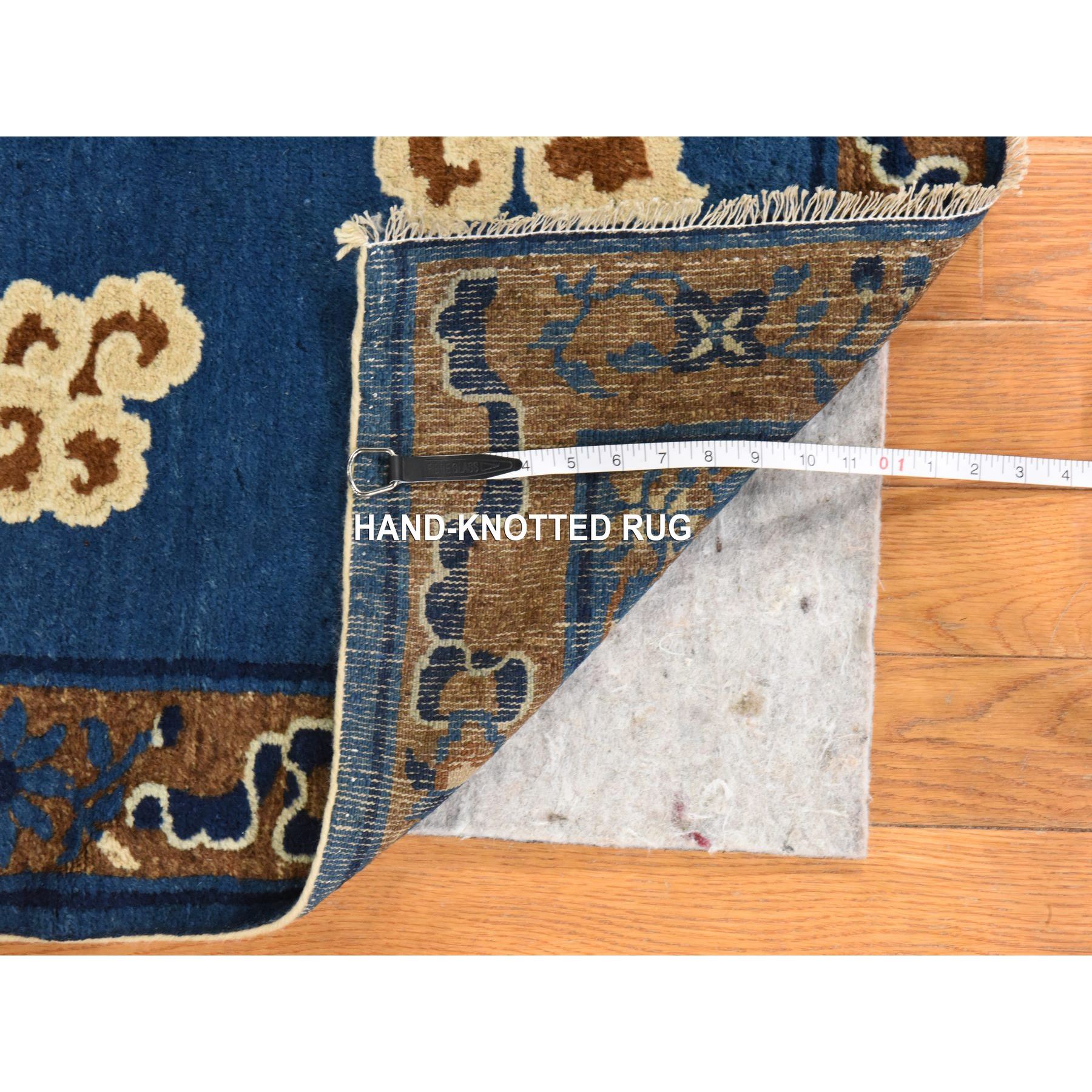 3'x5'6" Imperial Blue, Antique Chinese Peking with a Dragon Center Medallion, Good Condition and Clean, Full Pile and Soft, 100% Wool, Hand Knotted, Oriental Rug HR78478 - Image 4
