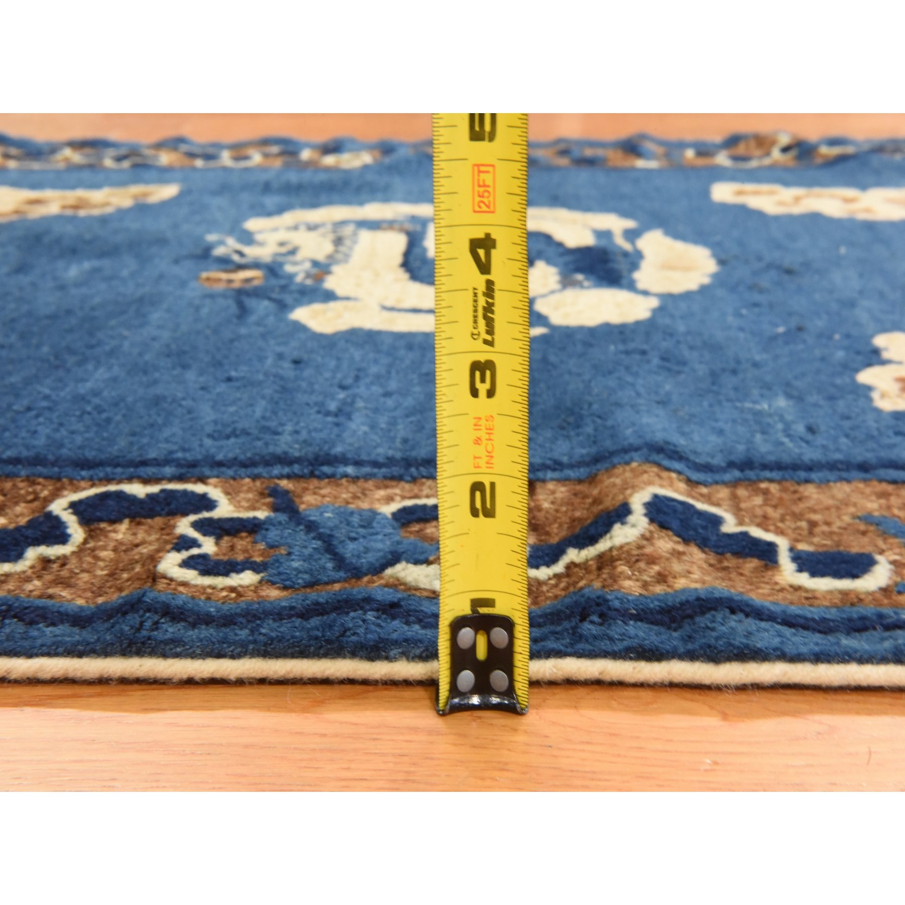 3'x5'6" Imperial Blue, Antique Chinese Peking with a Dragon Center Medallion, Good Condition and Clean, Full Pile and Soft, 100% Wool, Hand Knotted, Oriental Rug HR78478 - Image 5
