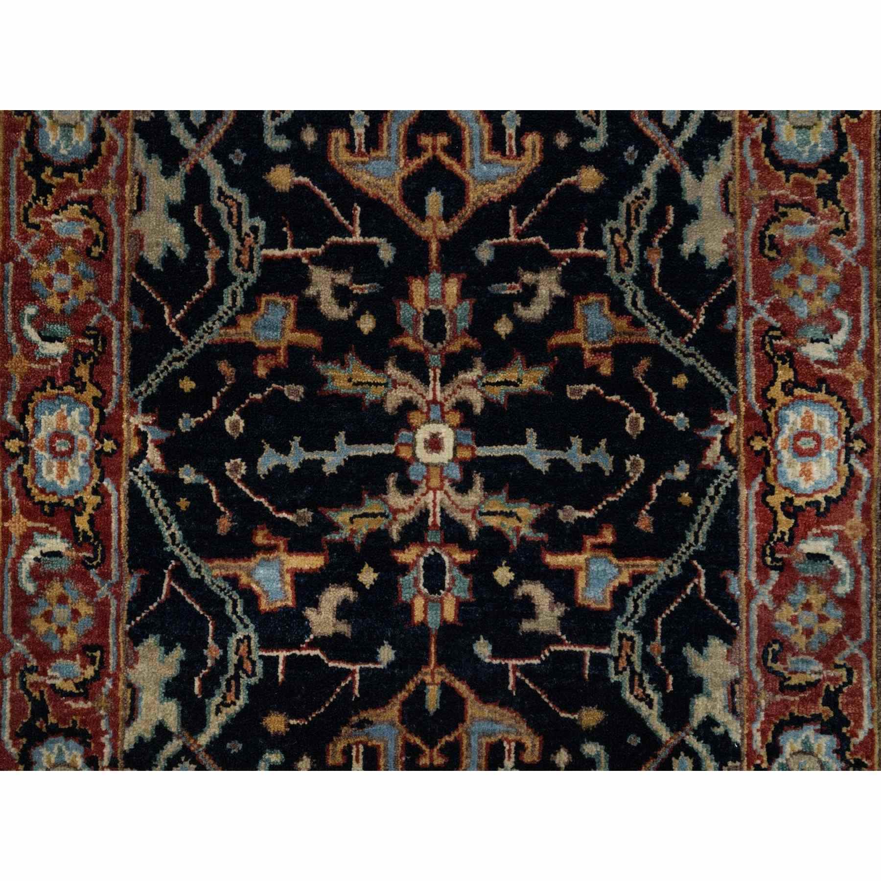 2'x3'2" Midnight Blue, Antiqued Fine Heriz Re-Creation with All Over Vines Design, Hand Knotted, Hand Spun New Zealand Wool, Vegetable Dyes, Mat, Sample, Oriental Rug HR91486 - Image 5