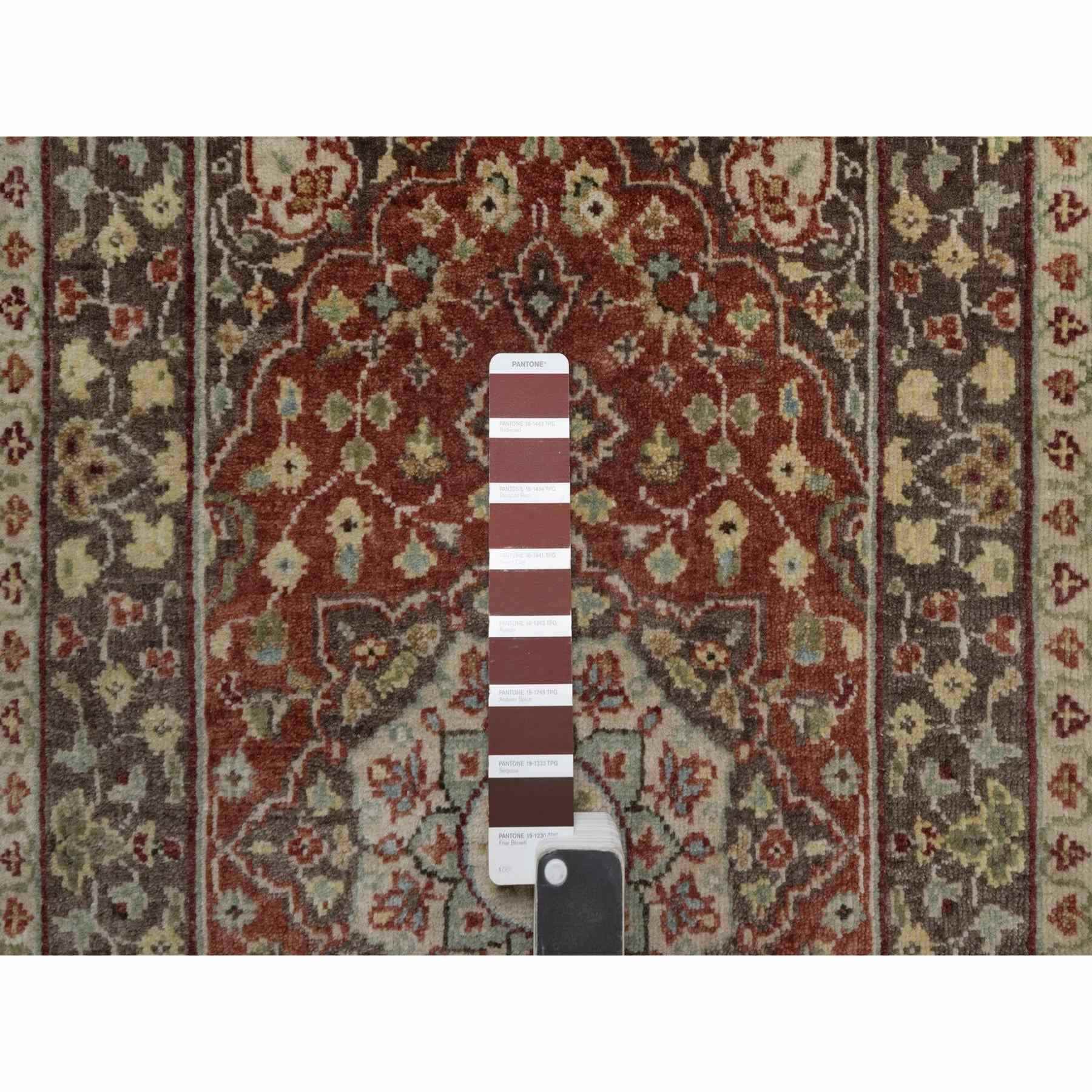 2'x3'1" Auburn Red, Antiqued Tabriz with Haji Jalili Design, Hand Knotted, 100% Wool, Vegetable Dyes, Soft Pile, Denser Weave, Sample, Mat, Oriental Rug HR91489 - Image 4