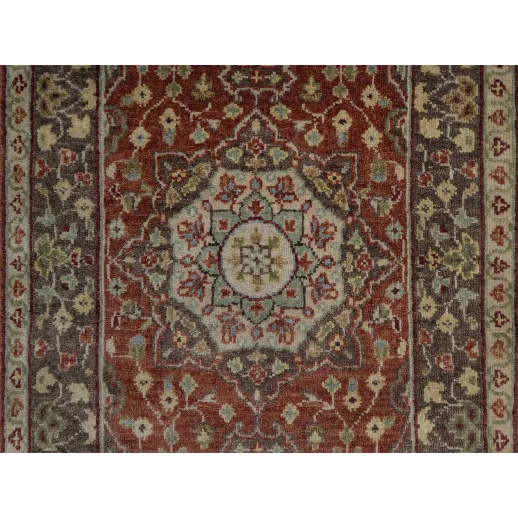 2'1"x3'1" Salsa Red, Antiqued Tabriz with Haji Jalili Design, Hand Knotted, Pure Wool, Vegetable Dyes, Soft Pile, Denser Weave, Sample, Mat, Oriental Rug HR91490 - Image 5