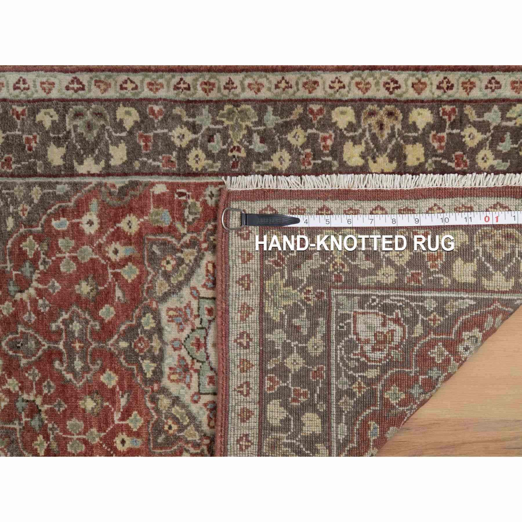 2'1"x3'1" Salsa Red, Antiqued Tabriz with Haji Jalili Design, Hand Knotted, Pure Wool, Vegetable Dyes, Soft Pile, Denser Weave, Sample, Mat, Oriental Rug HR91490 - Image 8