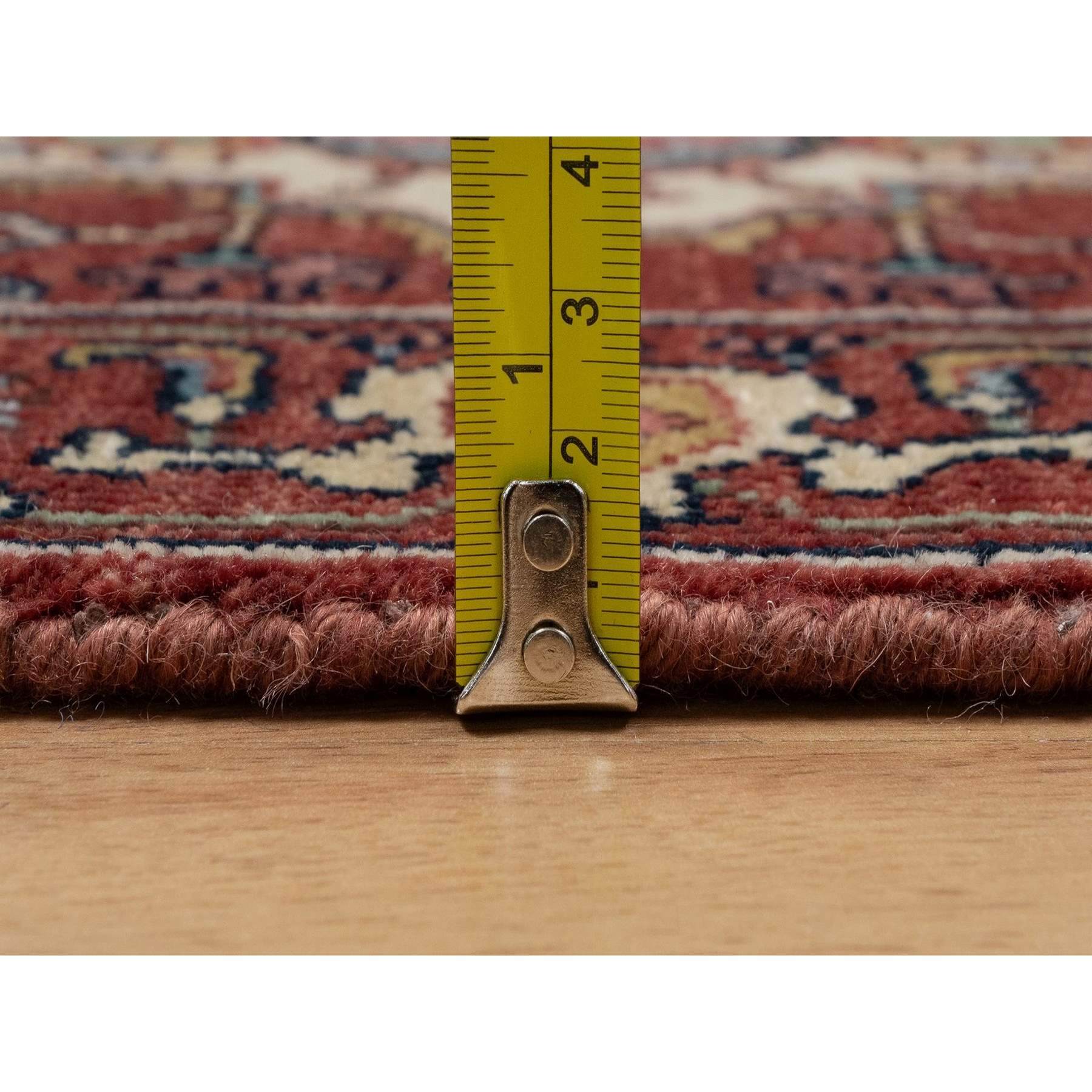 2'x3'3" Barn Red, Antiqued Fine Heriz Re-Creation, Hand Spun New Zealand Wool, Hand Knotted, Soft Pile, Vegetable Dyes, Mat, Sample, Oriental Rug HR91492 - Image 7