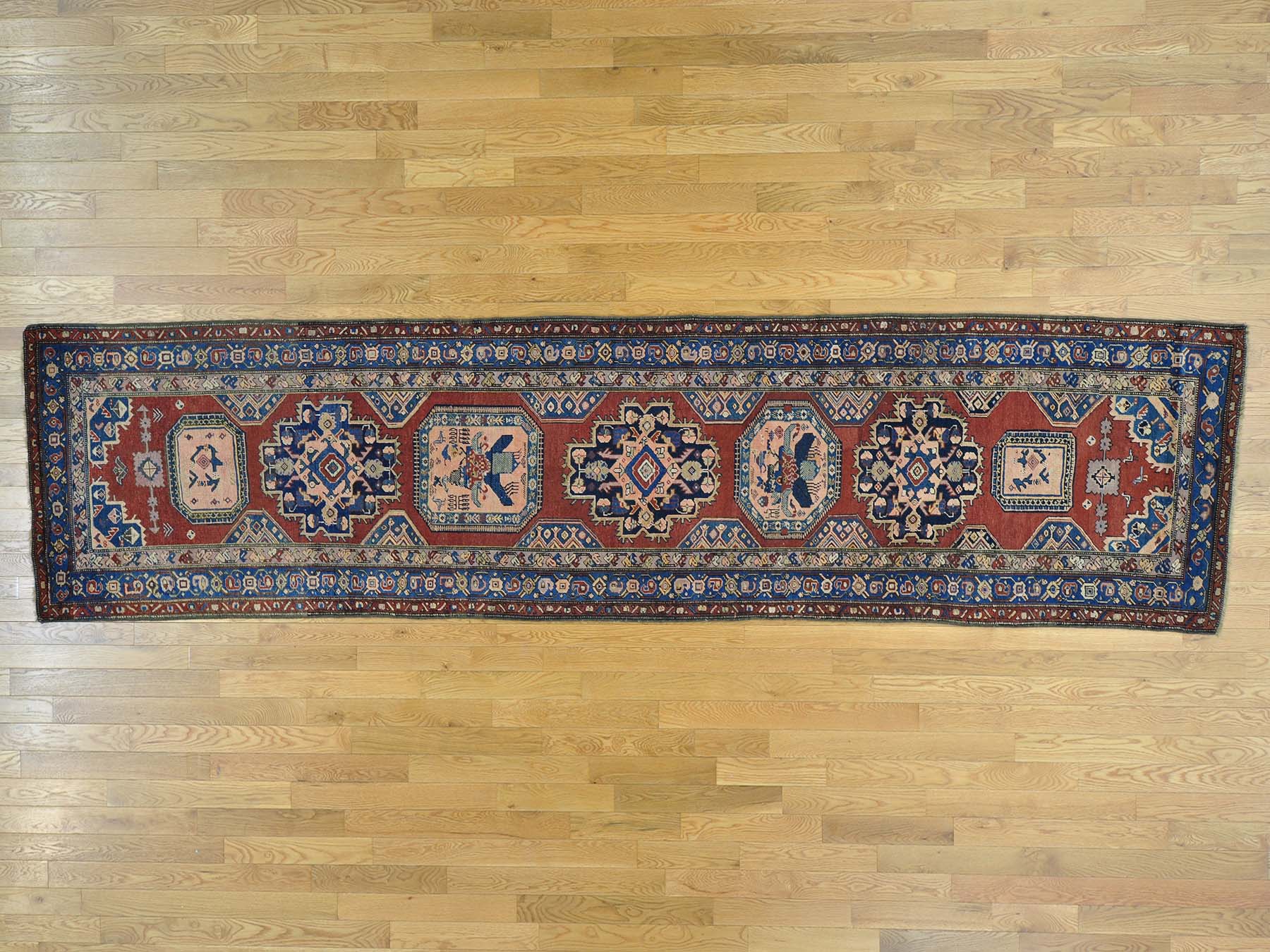 3'7"x14'2" Rust Red Antique North West Persian Even Wear Wide Runner Oriental Rug HR27175