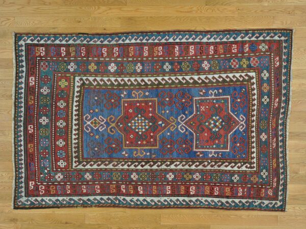4'8"x7'2" Denim Blue Antique Caucasian Karachopf Exc Cond Hand Knotted Rug HR28231