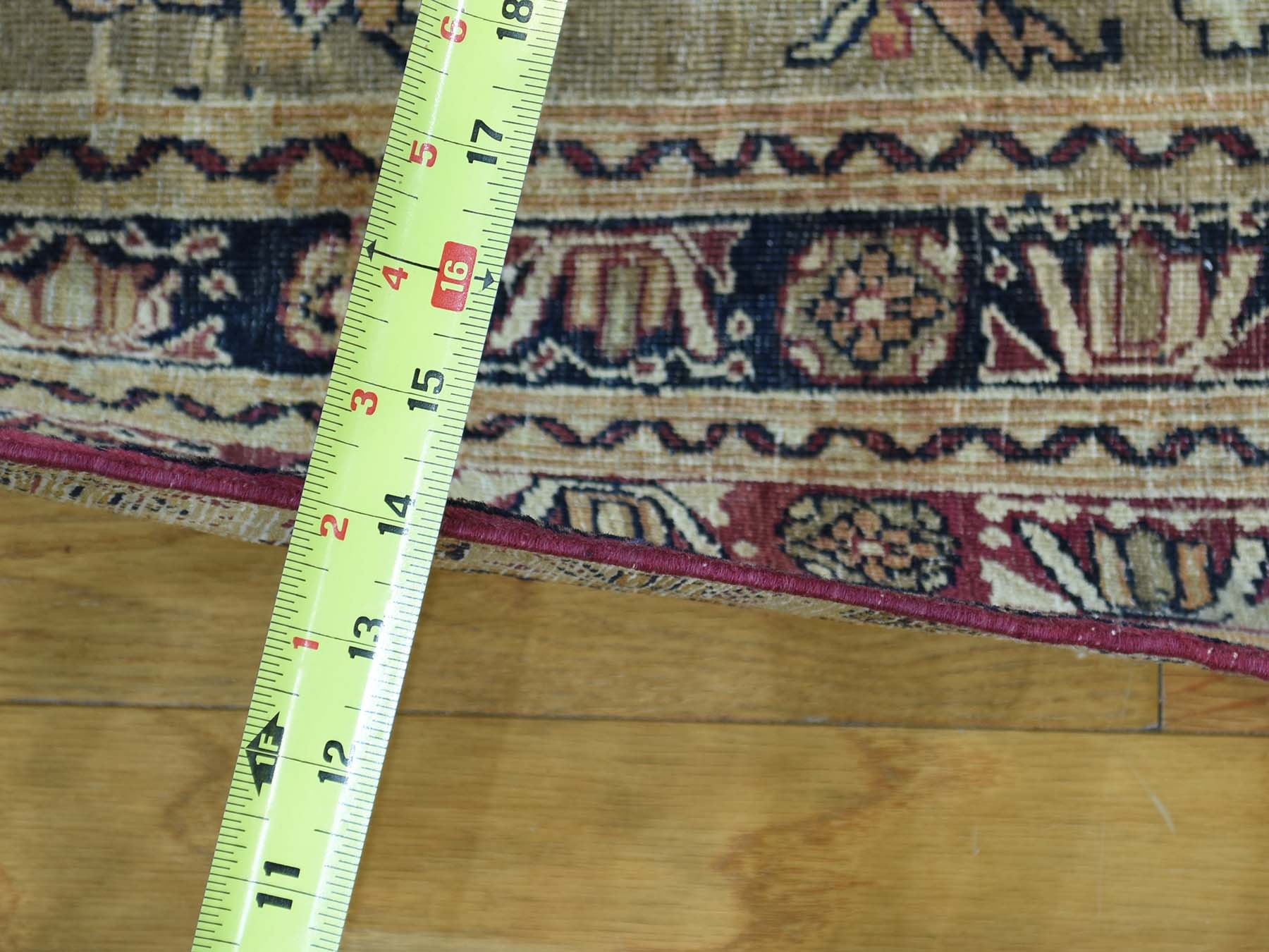 11'9"x15'7" Burgundy Red Antique Persian Lavar Kerman Good Condition Hand Knotted Pure Wool Oversized Oriental Rug HR32136 - Image 3