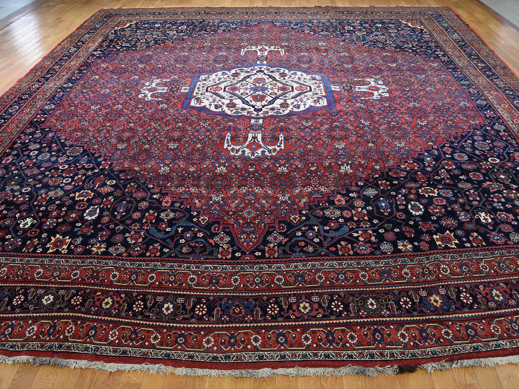 14'6"x19' Red Antique Persian Bijar Pure Wool Exc Condition Oversize Pure Wool Hand-Knotted Oriental Rug HR44876 - Image 3