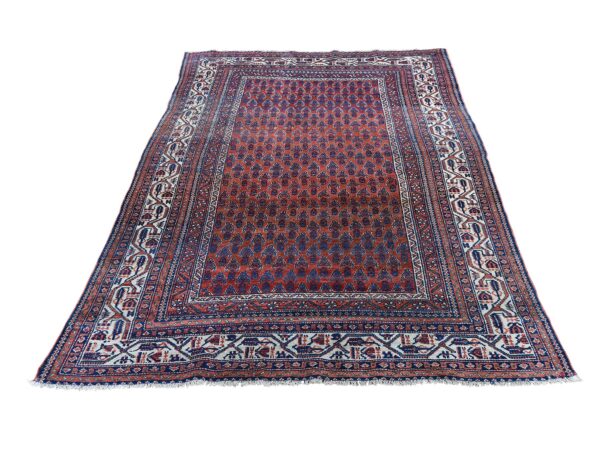 4'5"x6'5" Brown Antique Persian Seraband Good Condition Even Wear Pure Wool Hand-Knotted Oriental Rug HR46195