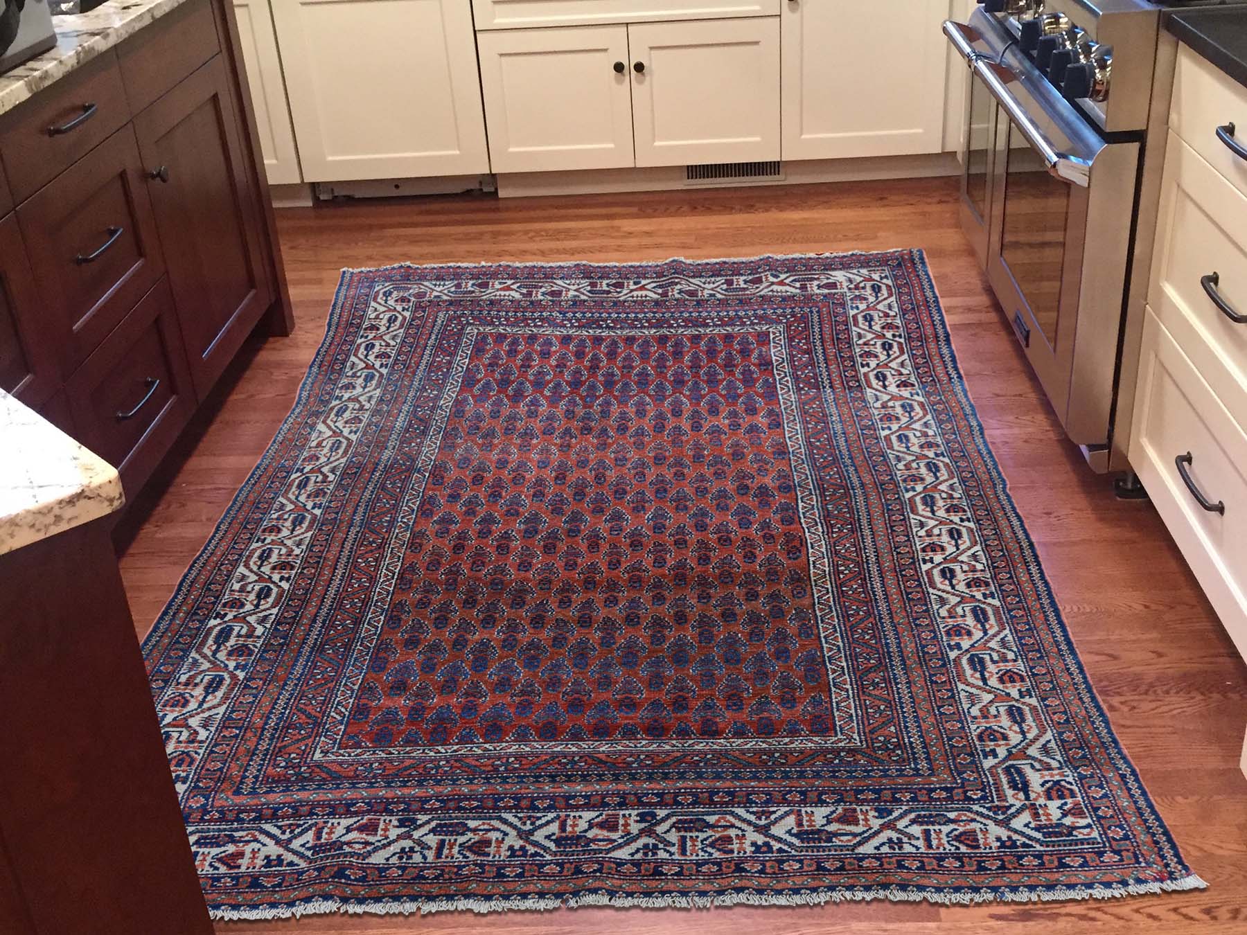 4'5"x6'5" Brown Antique Persian Seraband Good Condition Even Wear Pure Wool Hand-Knotted Oriental Rug HR46195 - Image 2