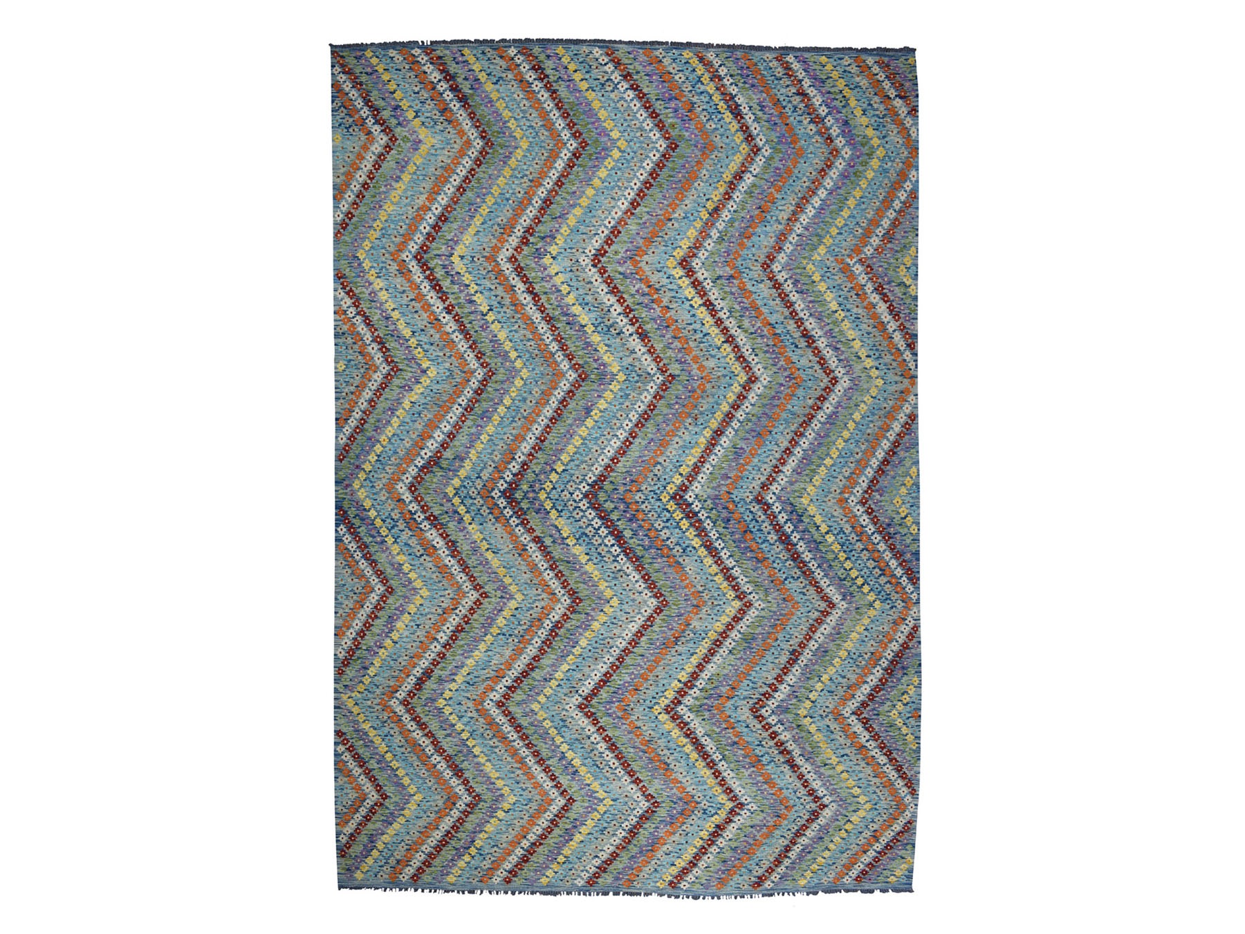 10'2"x13'4" Colorful Afghan Kilim Pure Wool Hand Woven Oriental Rug HR52090