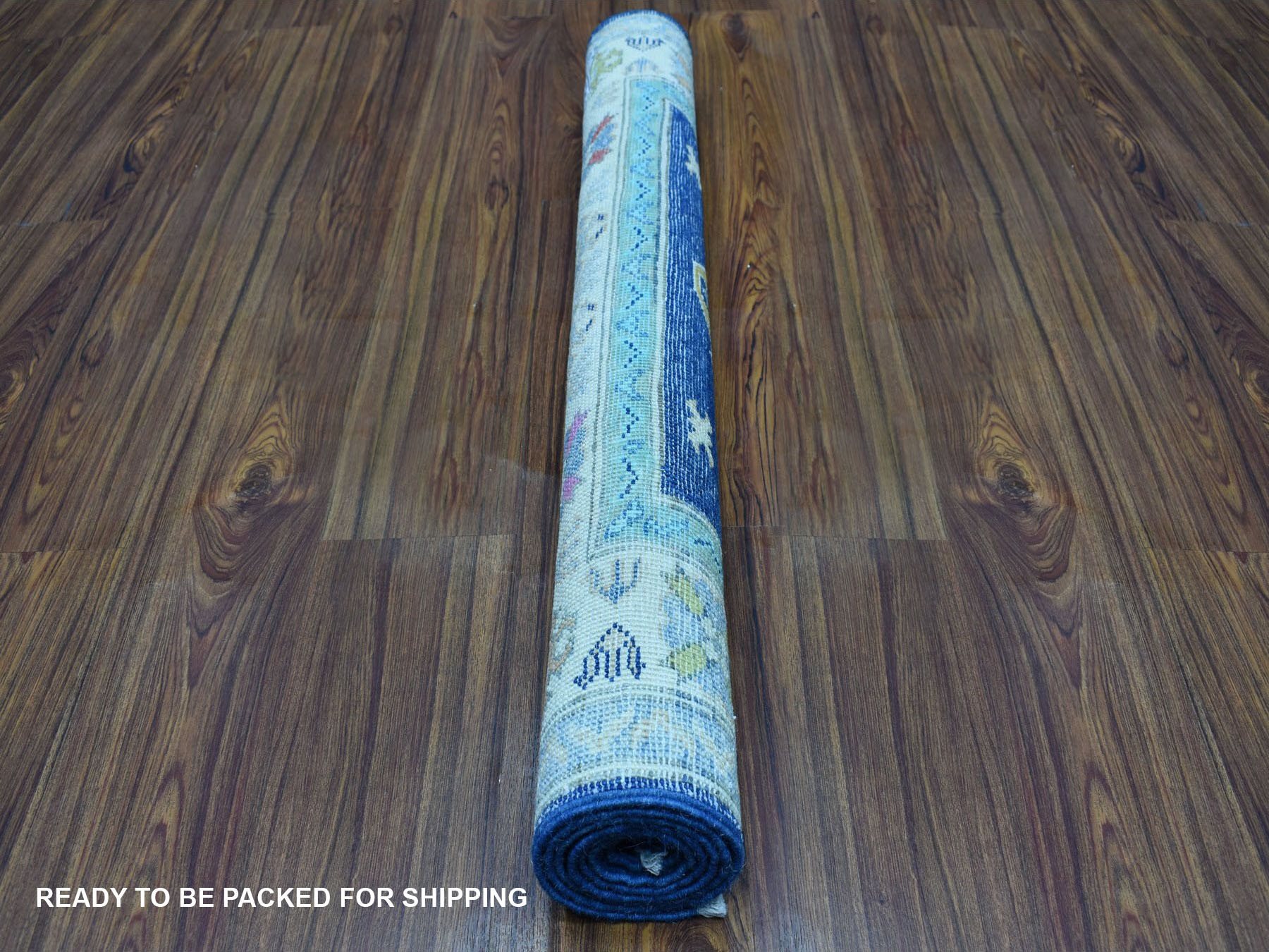 3'1"x5' Colorful Navy Blue Fusion Kazak Pure Wool Hand Knotted Oriental Rug HR53539 - Image 4