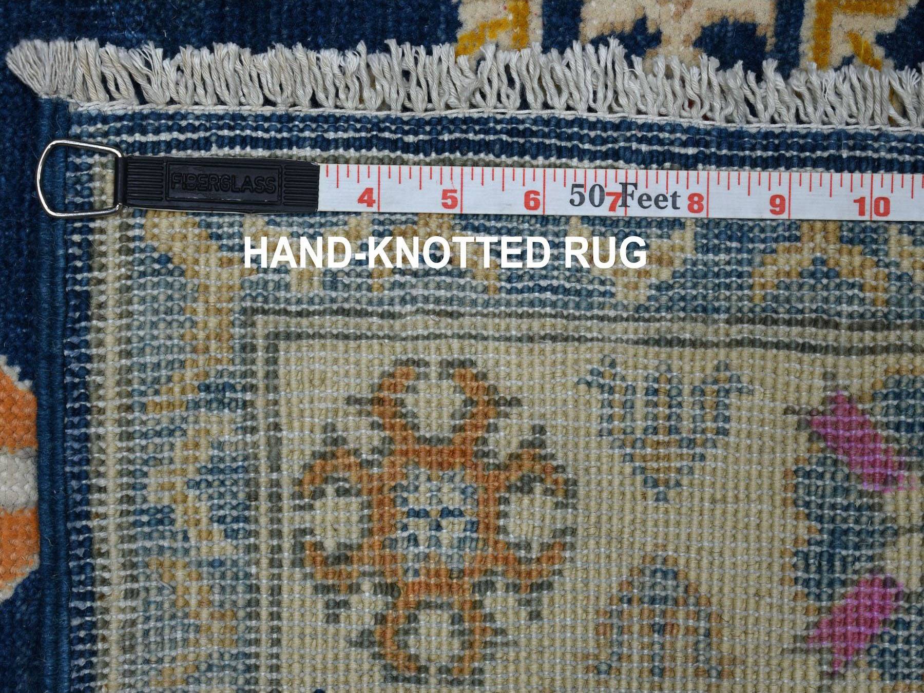 3'1"x5' Colorful Navy Blue Fusion Kazak Pure Wool Hand Knotted Oriental Rug HR53539 - Image 6